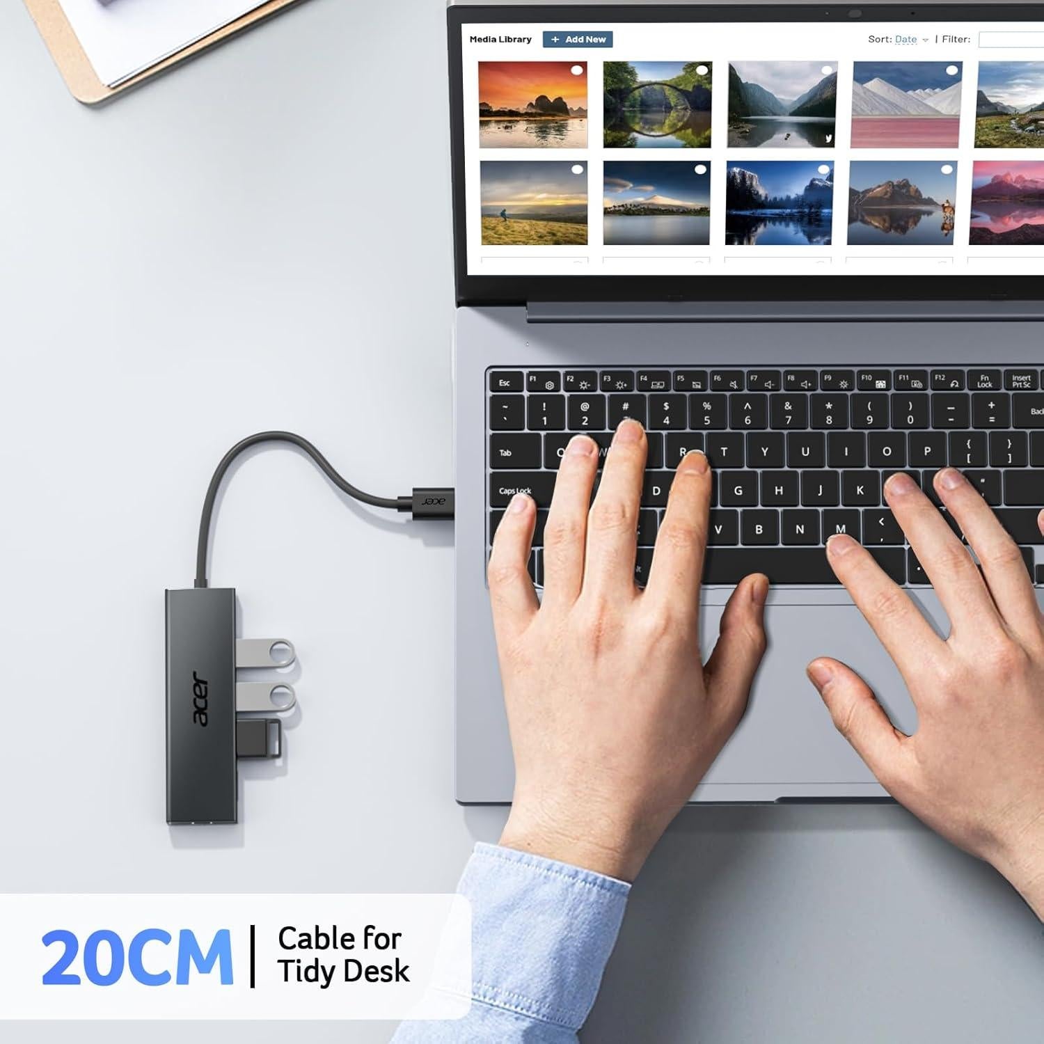 Hub USB Acer 4 Puertos 3.0 con Alimentación Tipo C 0.18m