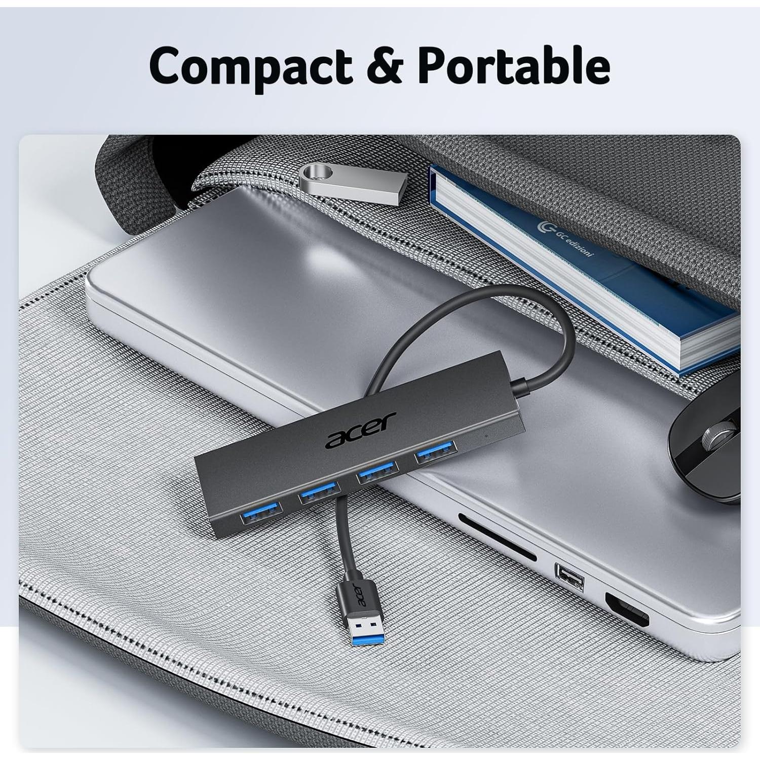 Hub USB Acer 4 Puertos 3.0 con Alimentación Tipo C 0.18m