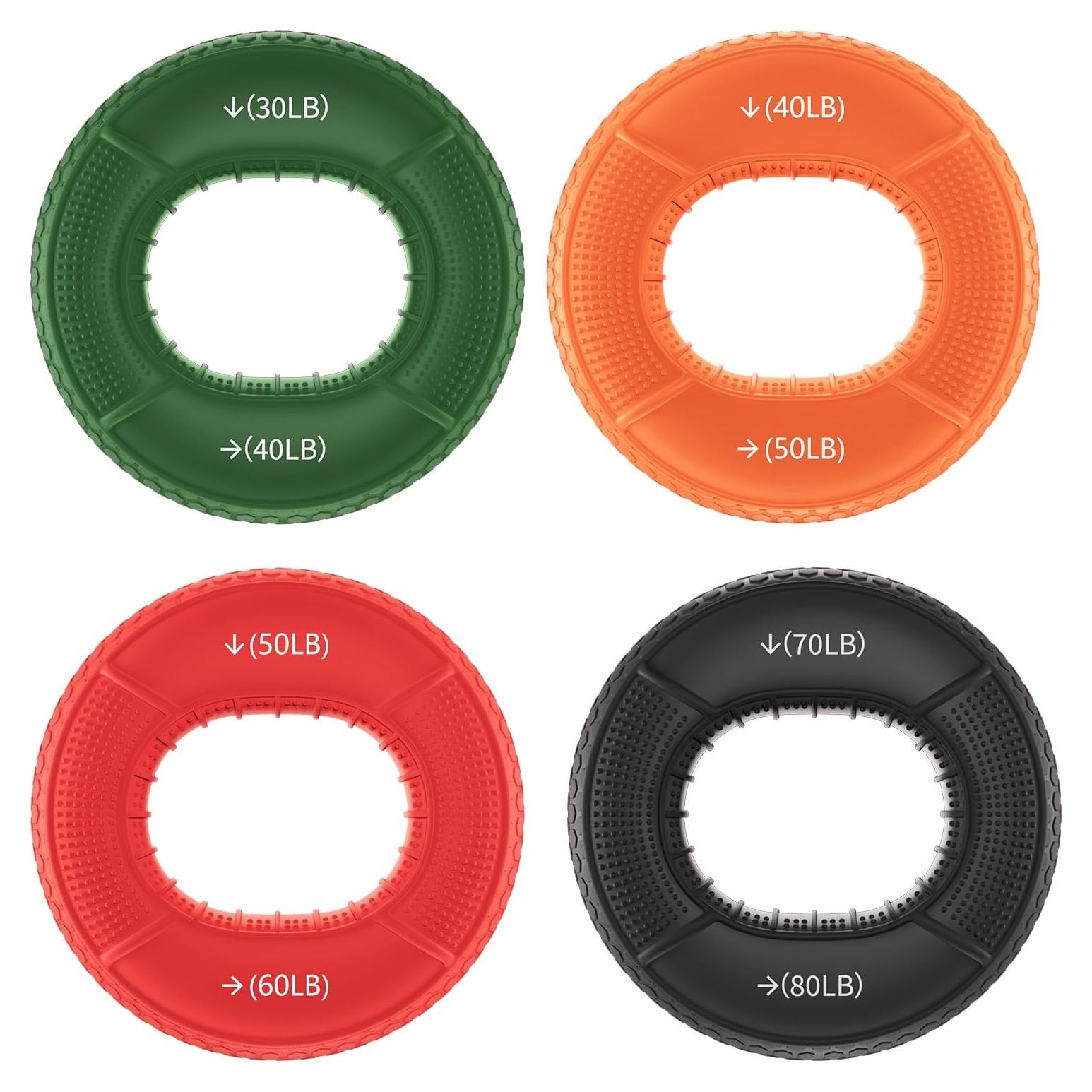 Anillos de Fortalecimiento de Agarre HSOOVZN - 4 Piezas 13.6-36.3kg