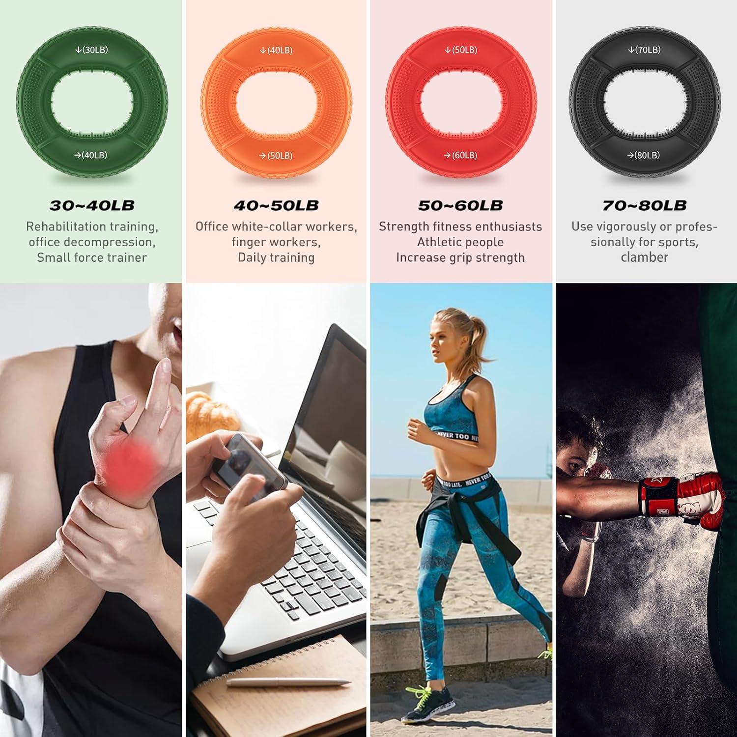 Anillos de Fortalecimiento de Agarre HSOOVZN - 4 Piezas 13.6-36.3kg