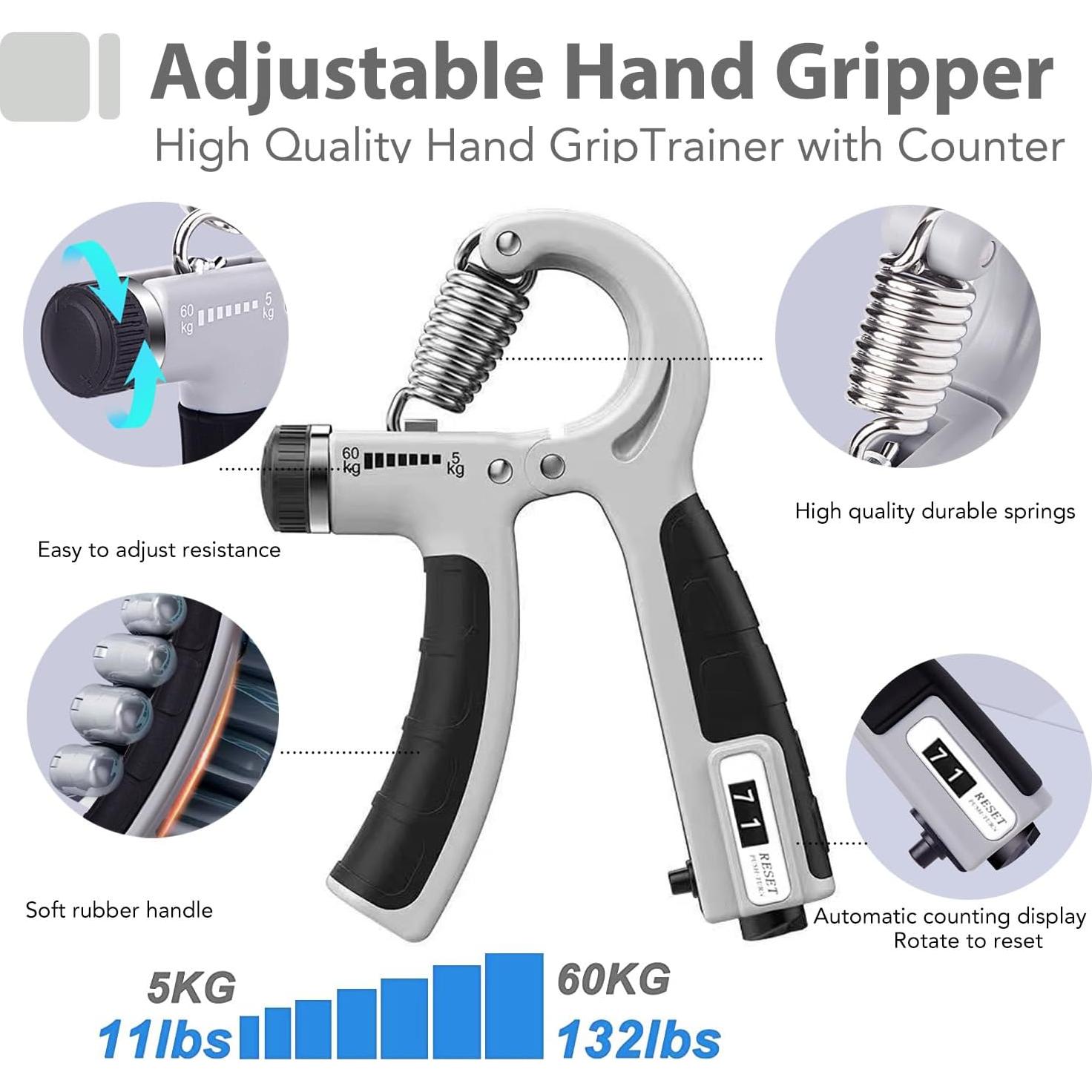 Kit de Entrenador de Fuerza de Agarre EASJOY con Contador