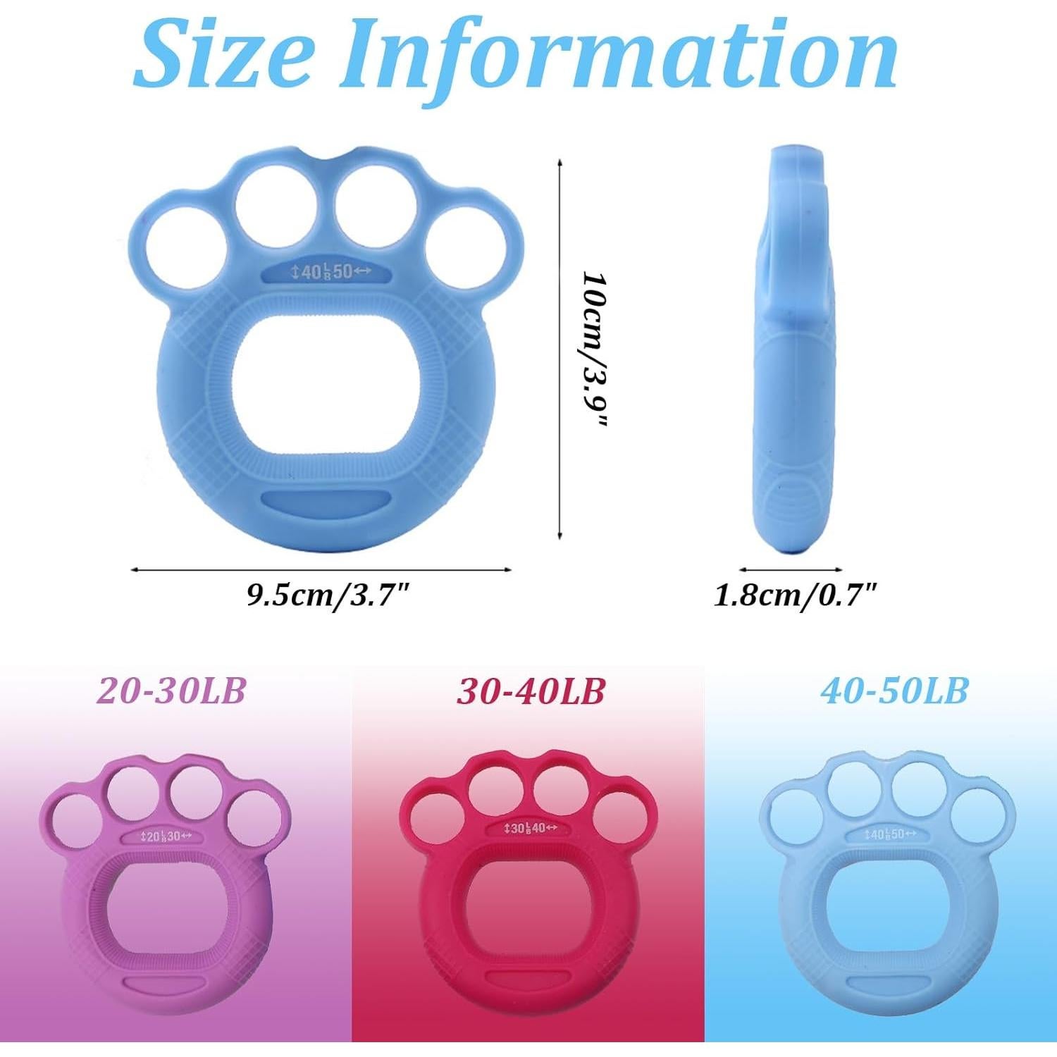 Fortalecedores de Agarre de Mano Wanheart - 3 Piezas 9-23 kg