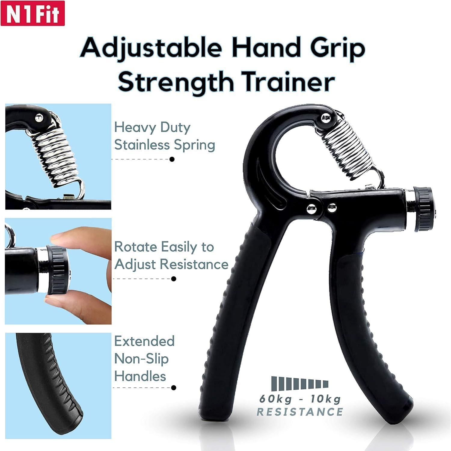 Kit de Fortalecedores de Agarre N1Fit - 5 Piezas con Resistencia Ajustable