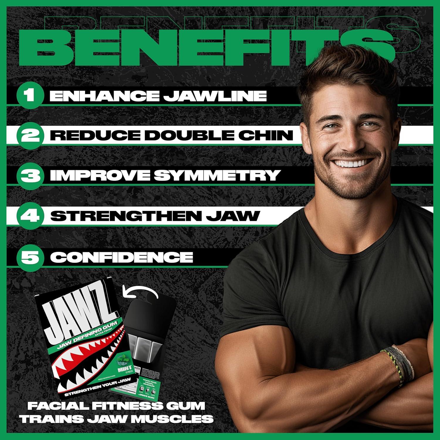 Chicle Jawz para Mandíbula - Caja 4 Paquetes Menta Sin Azúcar