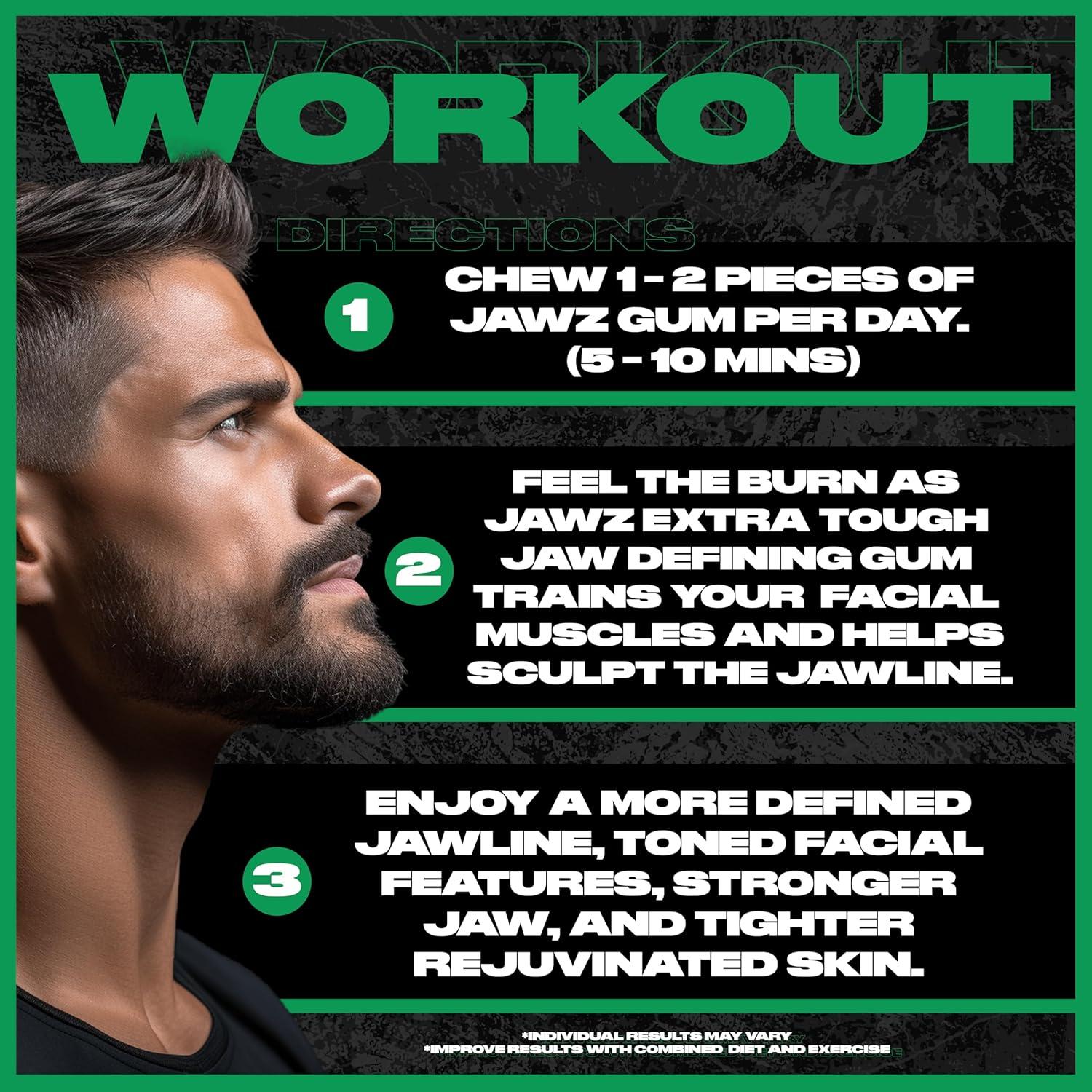 Chicle Jawz para Mandíbula - Caja 4 Paquetes Menta Sin Azúcar