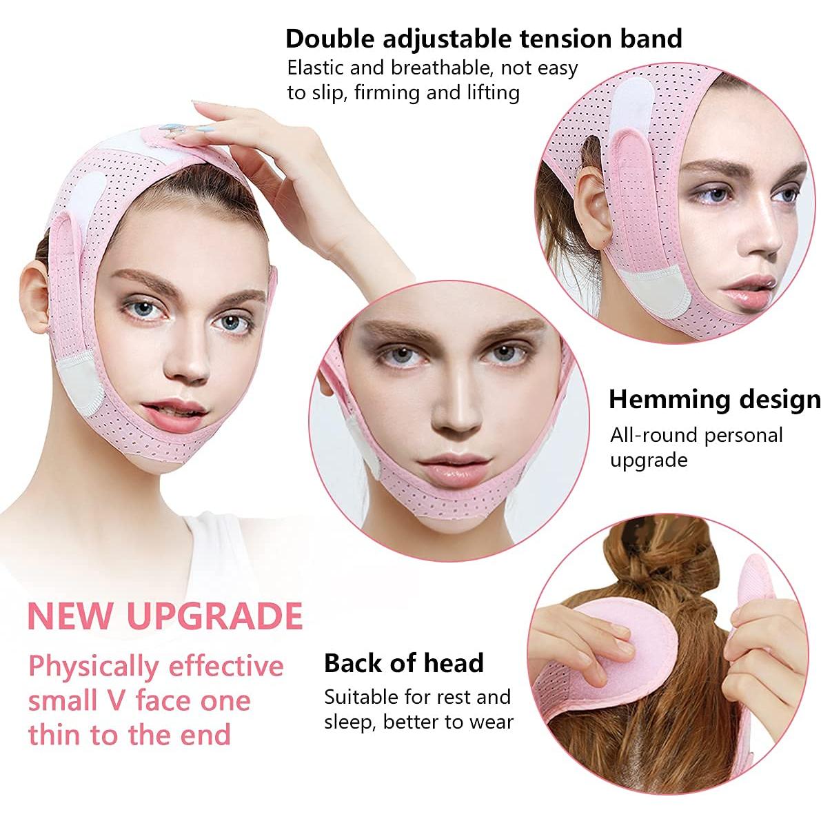 Correa Facial Reutilizable Flylin V-Line para Doble Mentón - Rosa