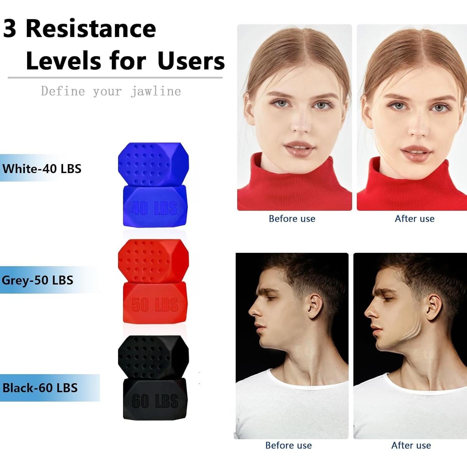 Ejercitador de Mandíbula FGVOPJM 3 Niveles Resistencia Silicona