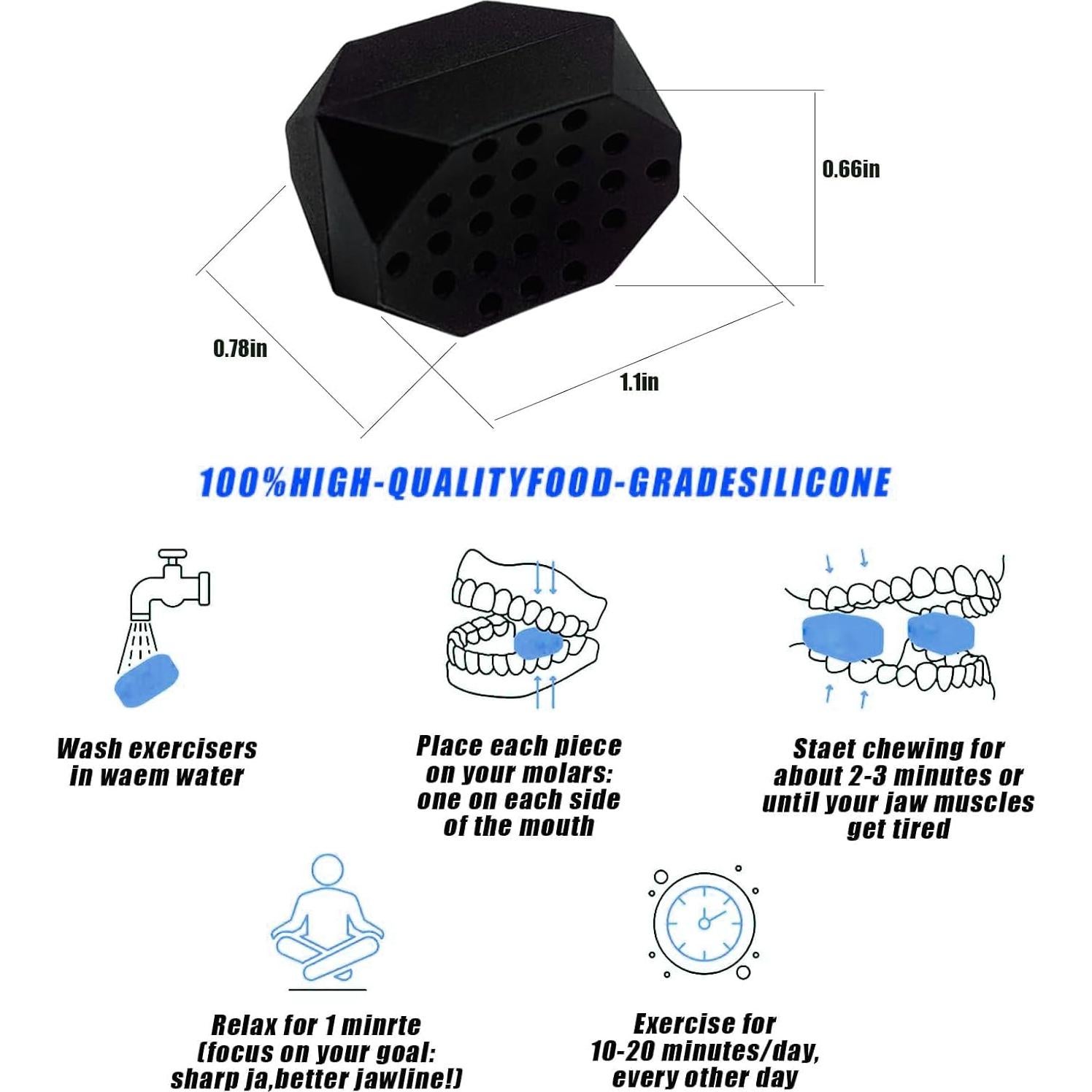 Ejercitador de Mandíbula FGVOPJM 3 Niveles Resistencia Silicona