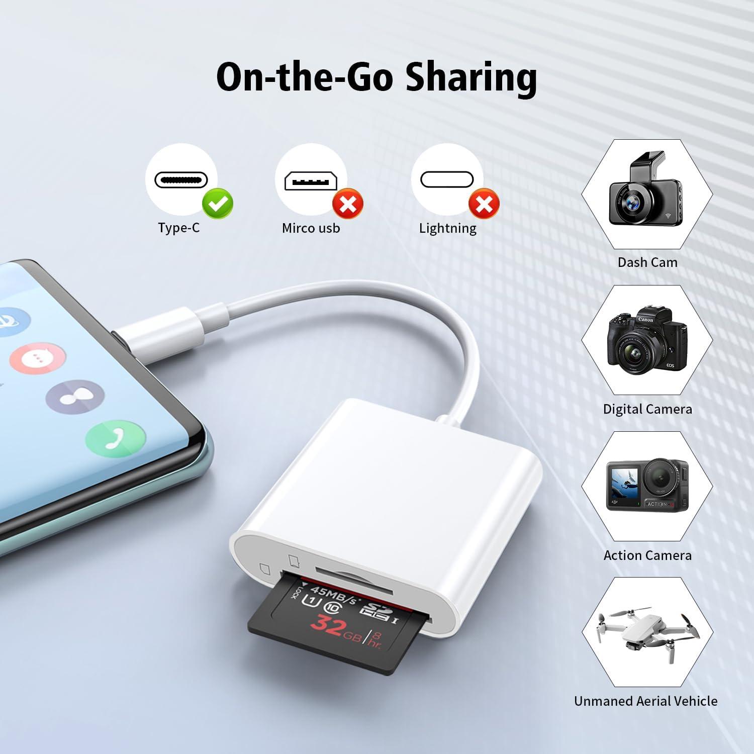 Lector de Tarjetas SD USB C 2 en 1 Wtyixs para iPhone y Mac