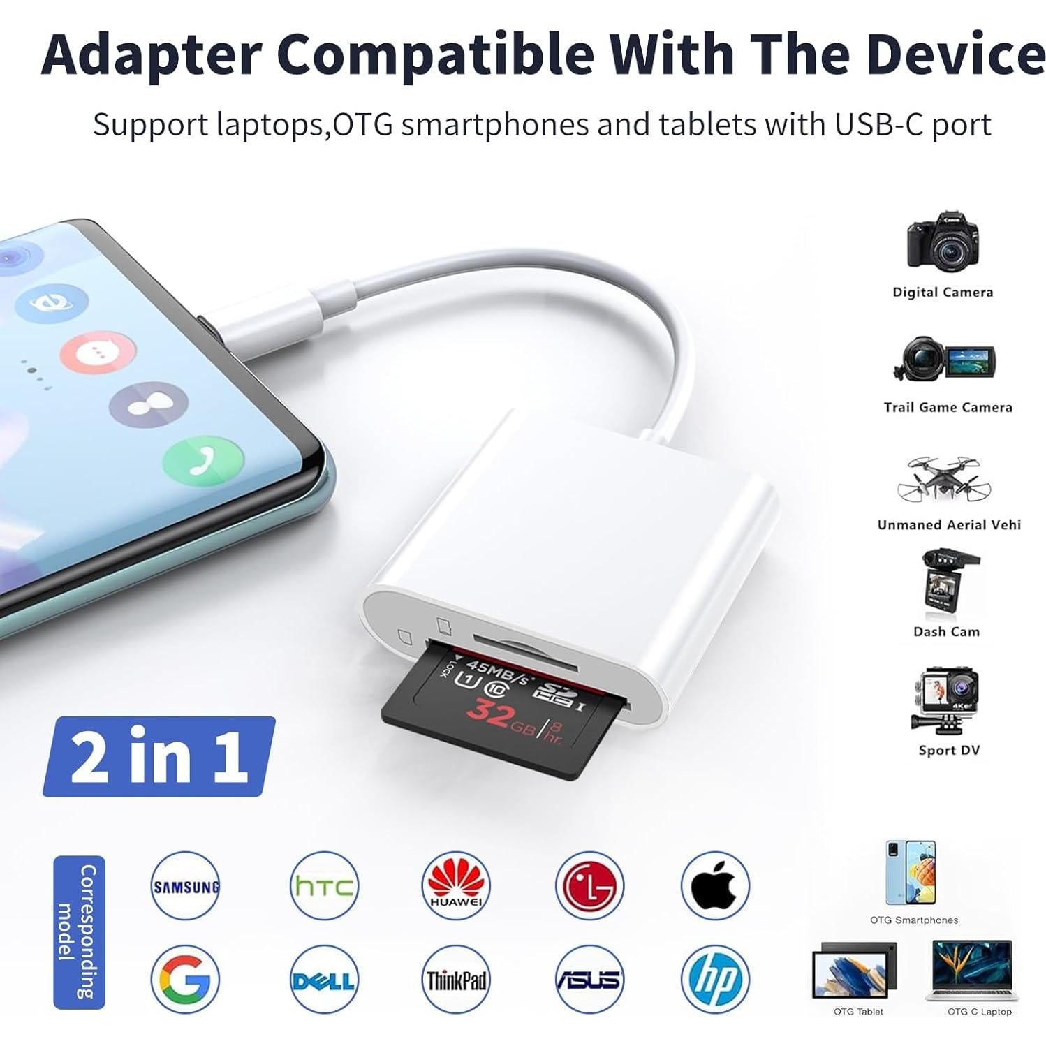 Lector de Tarjetas SD USB C 2 en 1 Wtyixs para iPhone y Mac