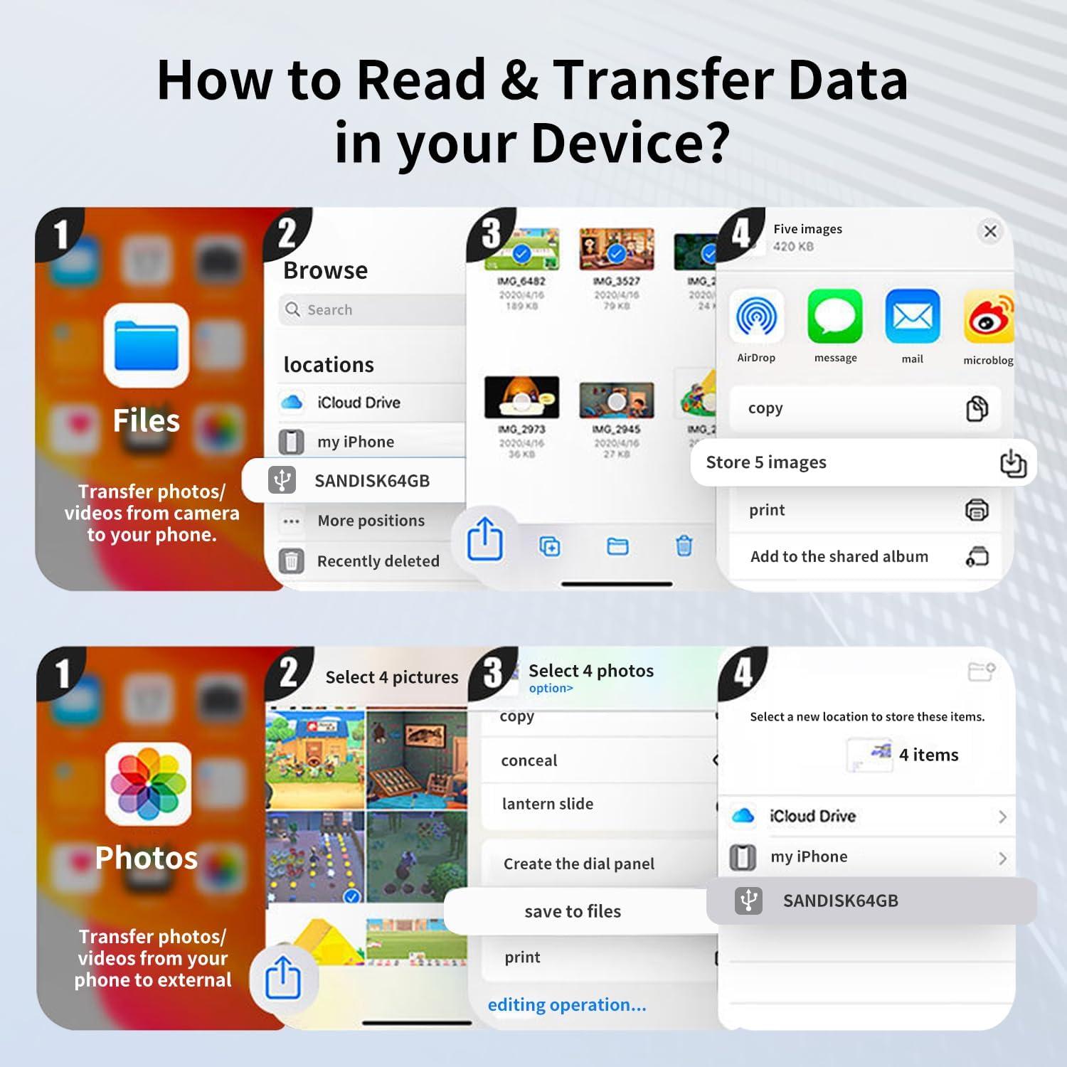 Lector de Tarjetas SD USB C 2 en 1 Wtyixs para iPhone y Mac