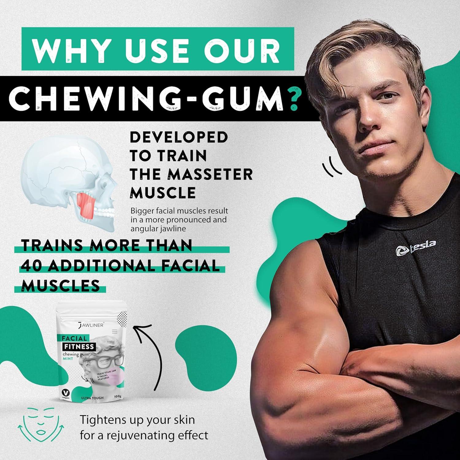 Chicle de Menta Sin Azúcar Jawliner - Entrenador de Mandíbula 6 Meses