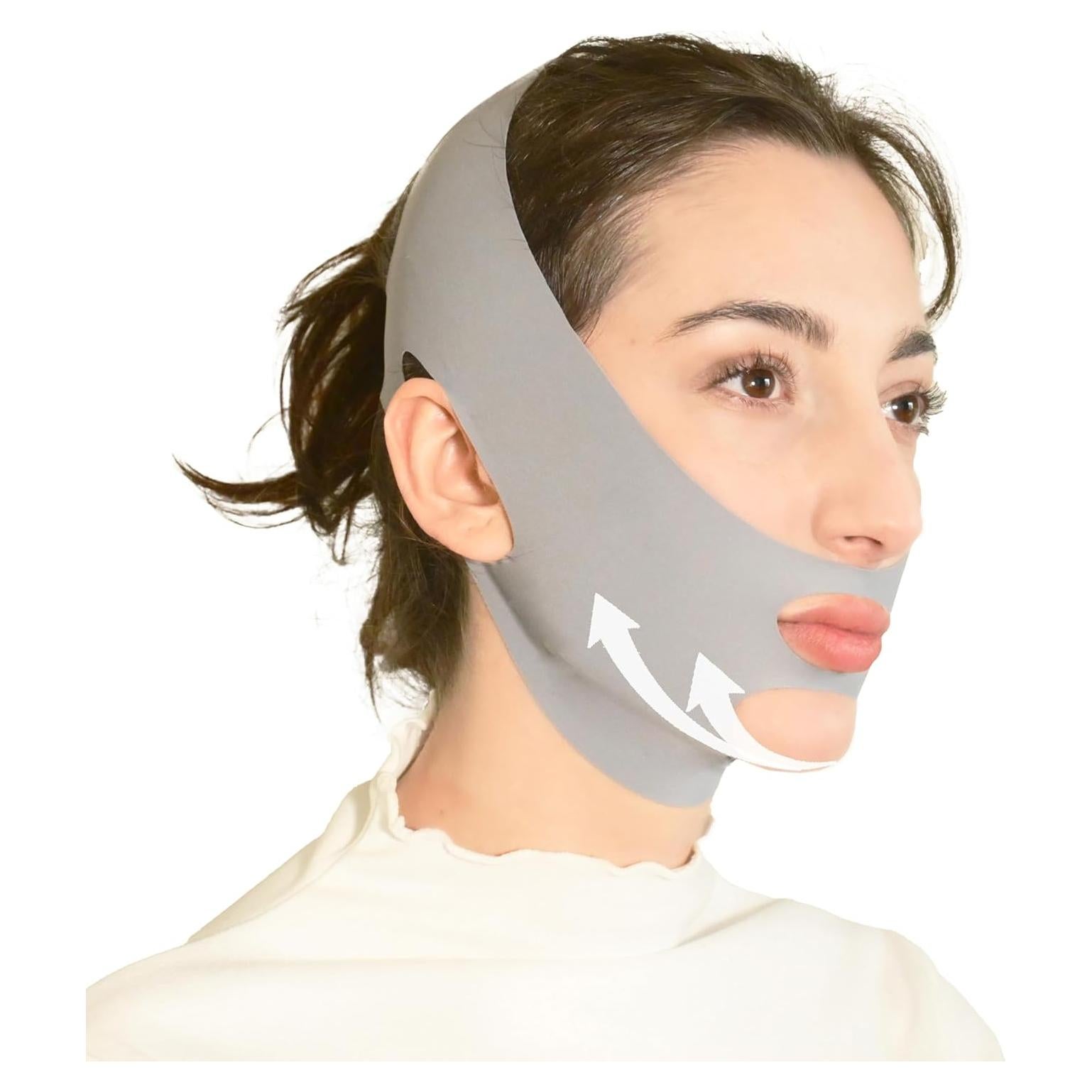 Cinta de levantamiento facial en V SUNILLUMA - Gris, 10x7.6 cm