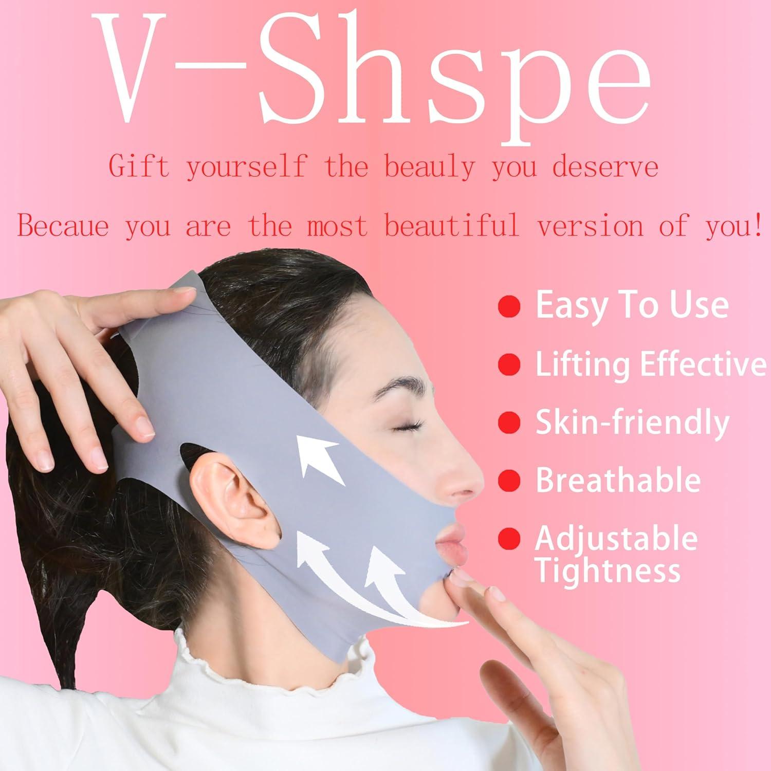 Cinta de levantamiento facial en V SUNILLUMA - Gris, 10x7.6 cm