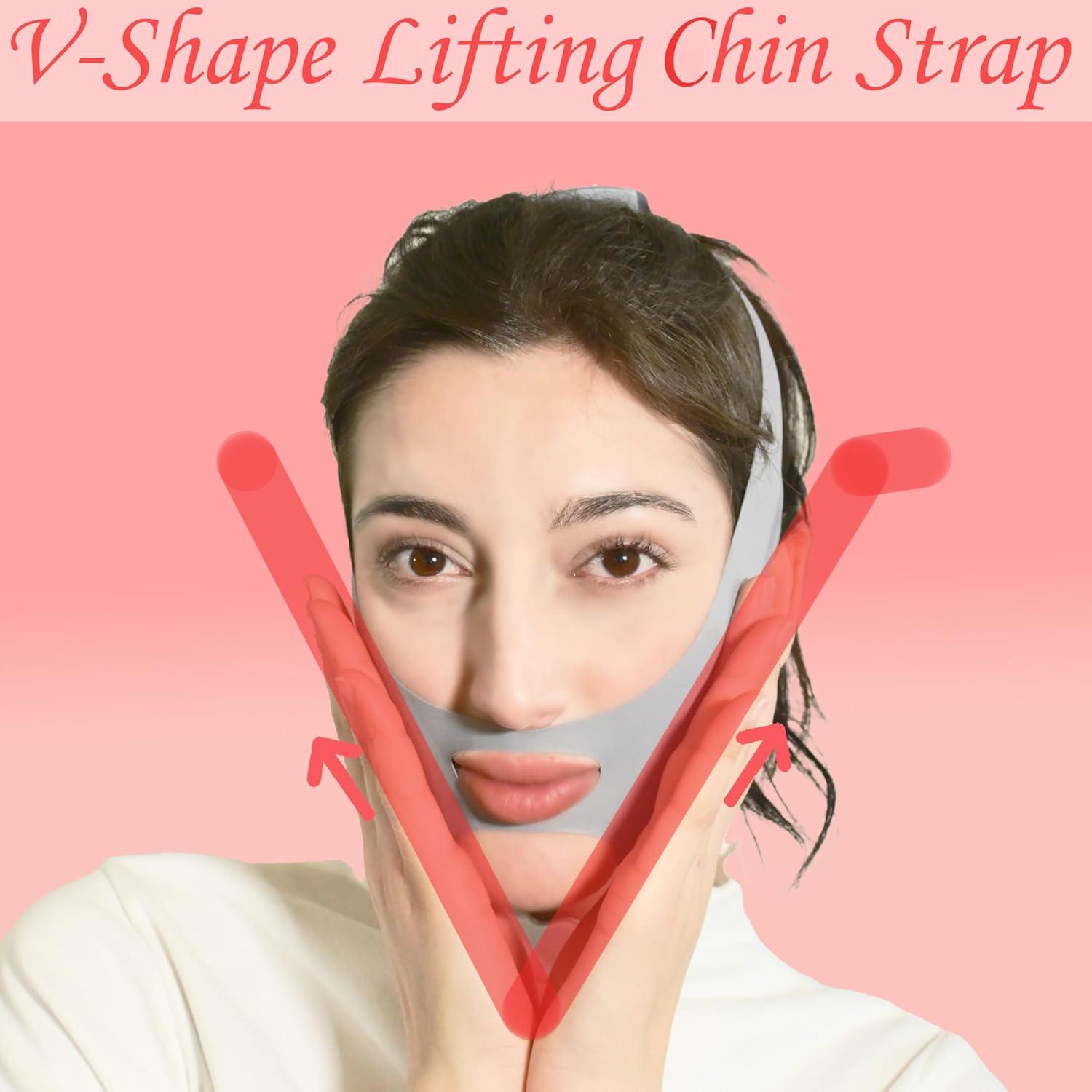 Cinta de levantamiento facial en V SUNILLUMA - Gris, 10x7.6 cm