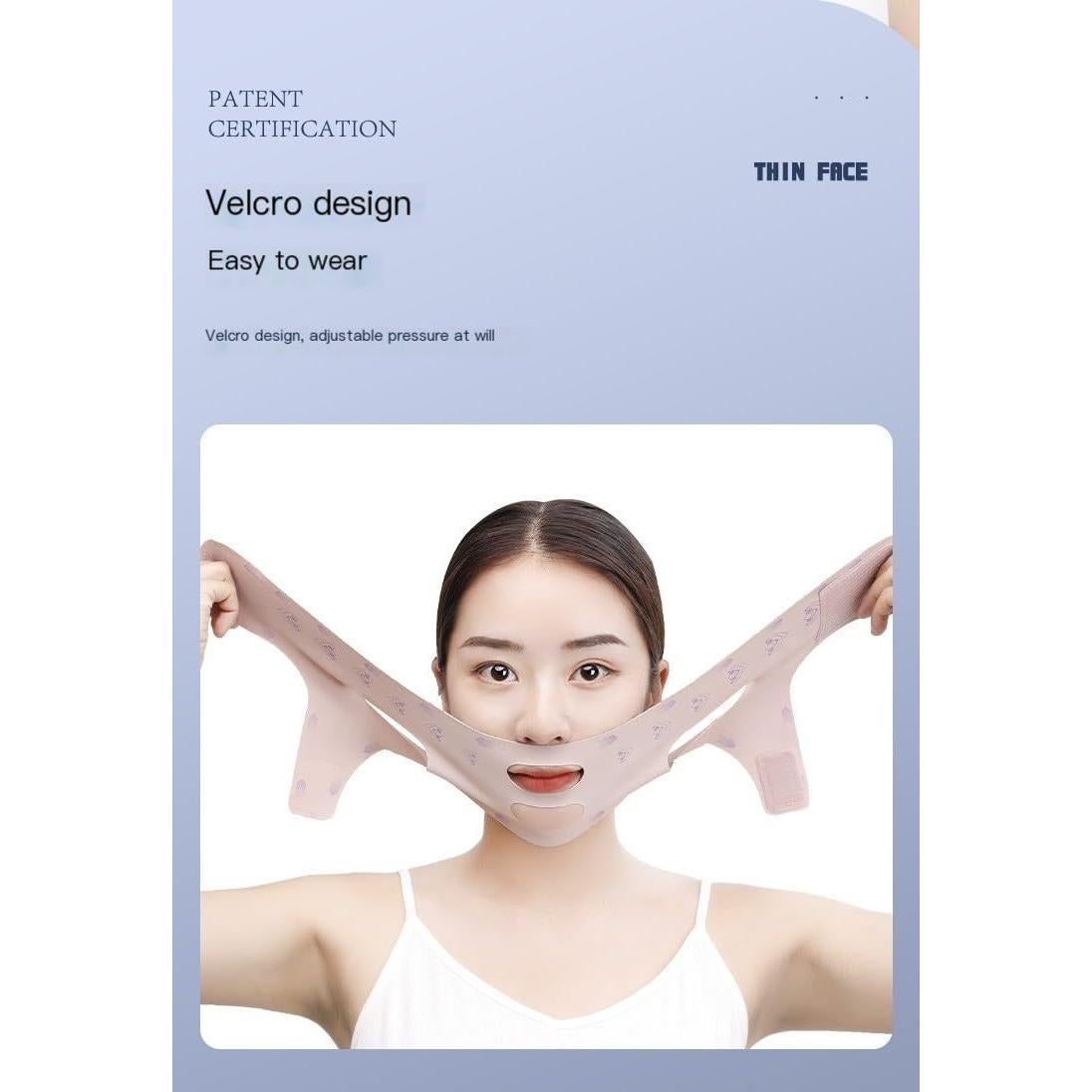 Correa de Barbilla Ajustable V-Line para Dormir - Algodón Elástico