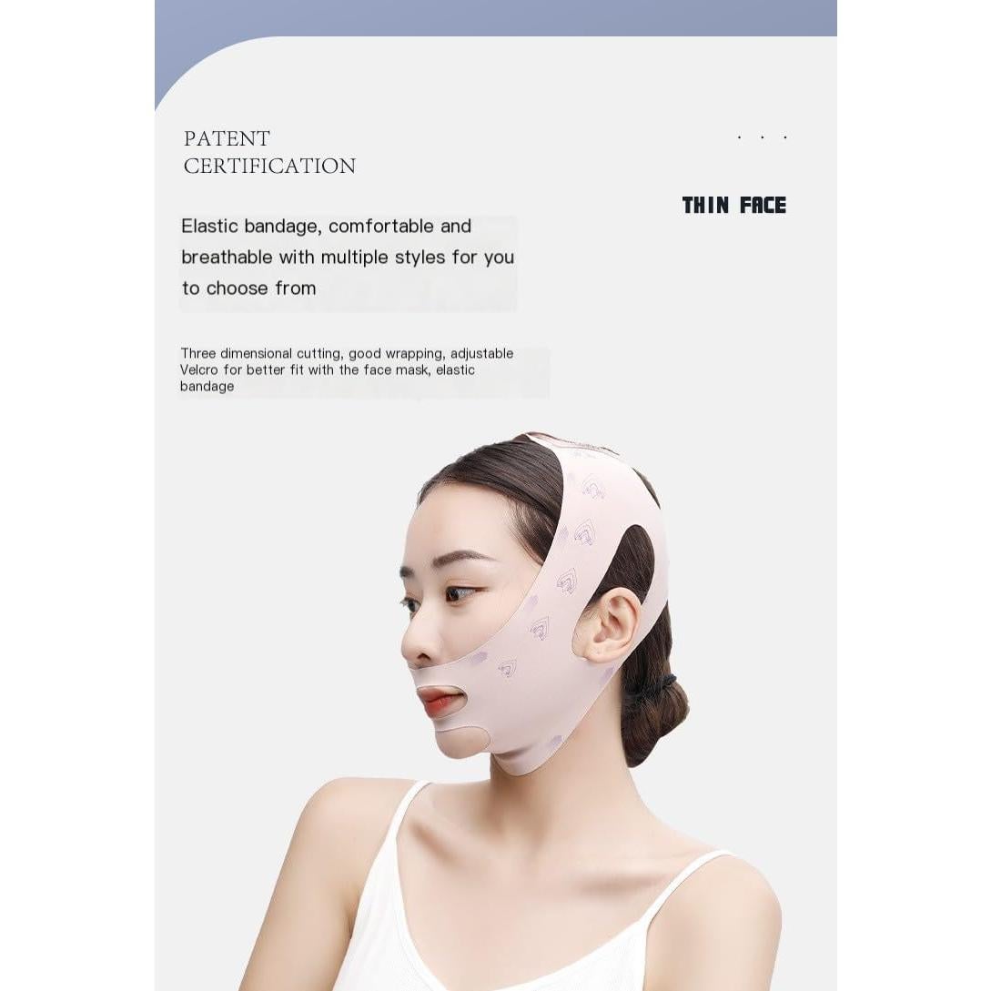 Correa de Barbilla Ajustable V-Line para Dormir - Algodón Elástico