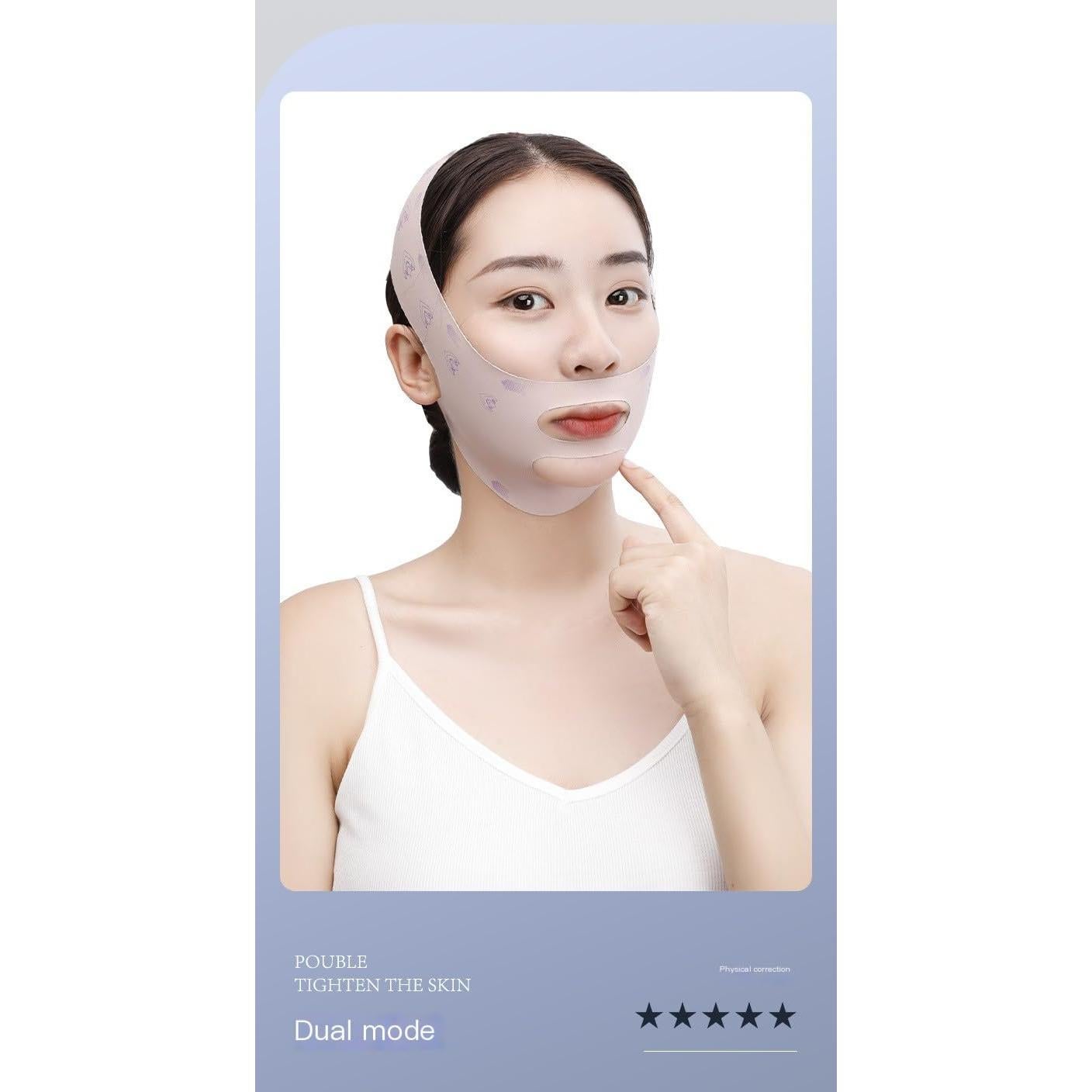 Correa de Barbilla Ajustable V-Line para Dormir - Algodón Elástico