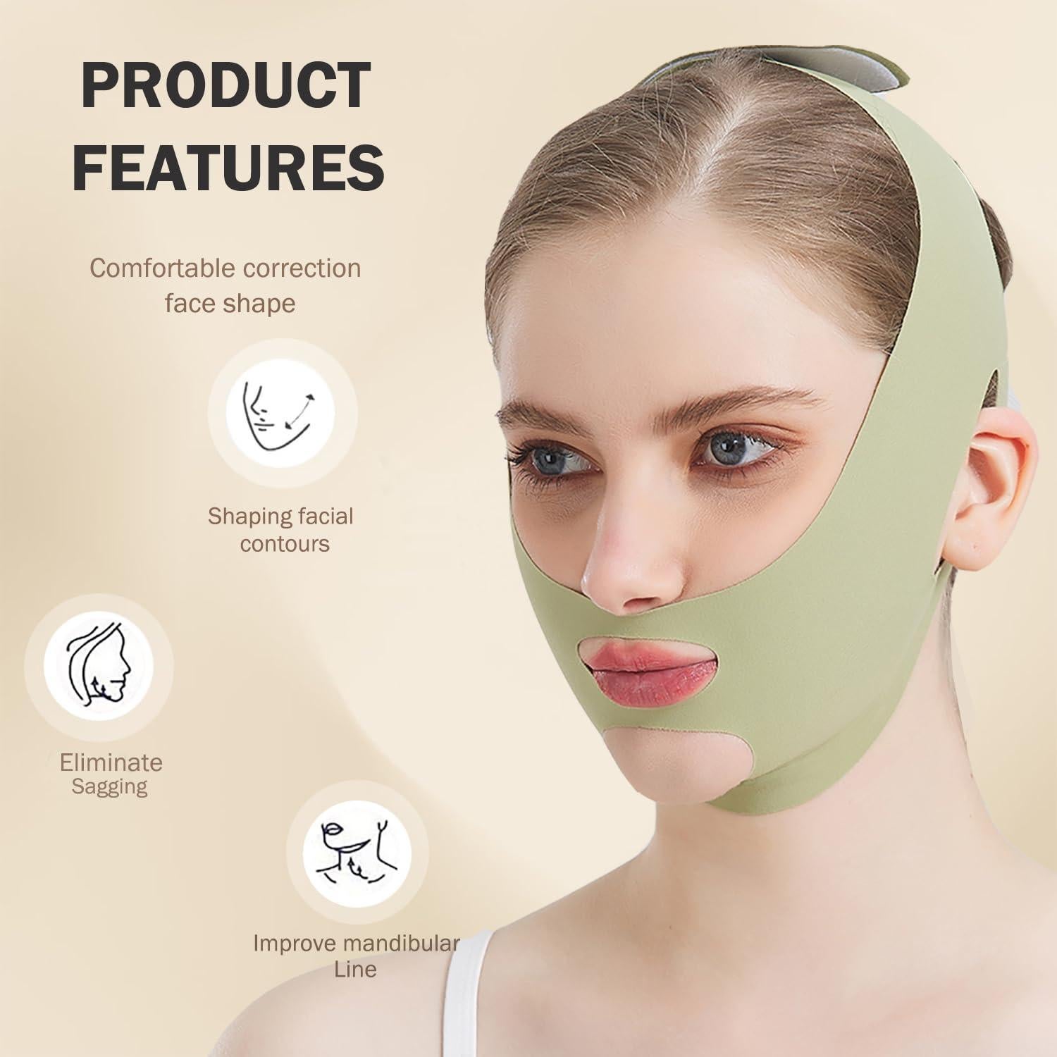 Correa Facial Elevadora MASIKA para Doble Barbilla Verde M