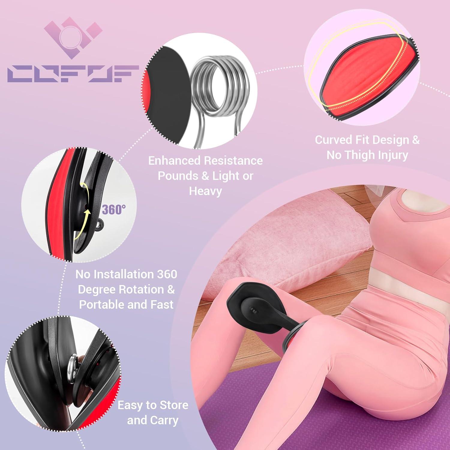 Ejercitador de Muslos COFOF Negro-06 para Mujeres, Resistencia Ajustable