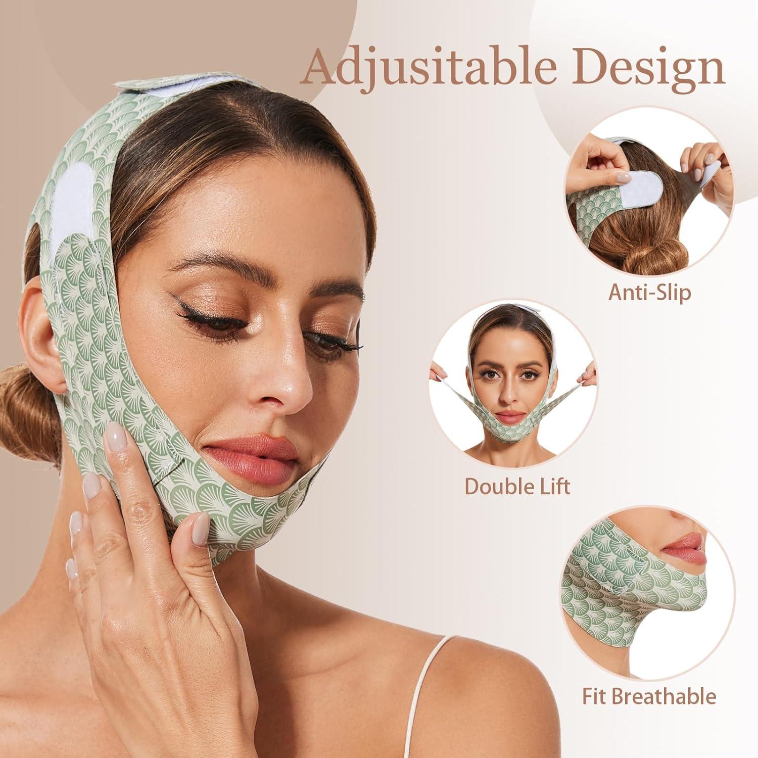 Mascarilla Facial Levantadora V-Line EDCBMB Verde 20.5x12.8cm