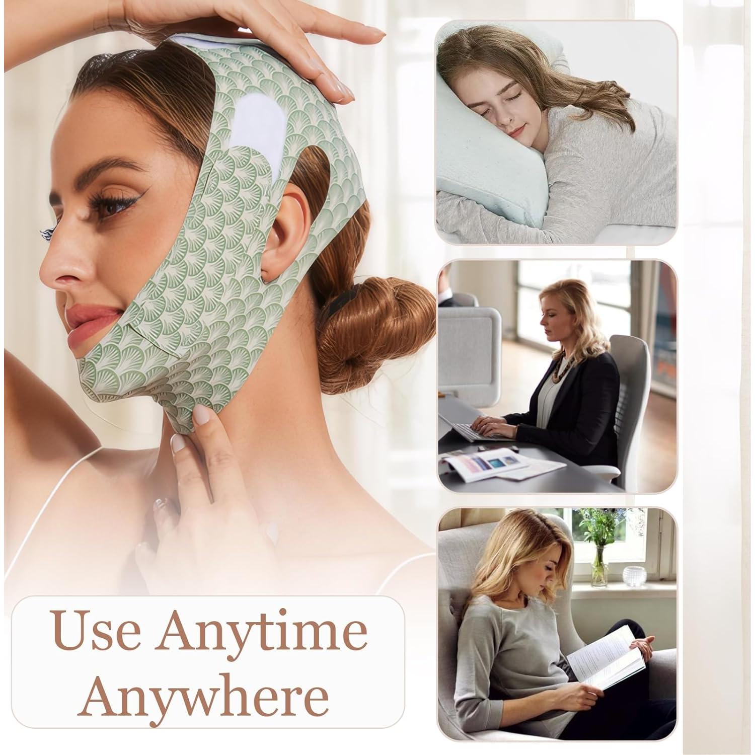 Mascarilla Facial Levantadora V-Line EDCBMB Verde 20.5x12.8cm