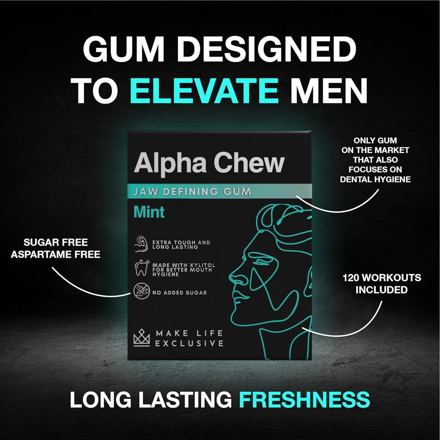 Chicle Duro para Mandíbula MAKE LIFE EXCLUSIVE Menta 120 Unidades