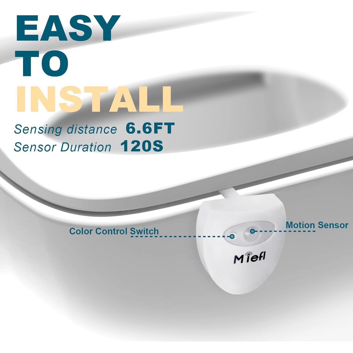 Luz de Inodoro LED MIEFL con Sensor de Movimiento 16 Colores