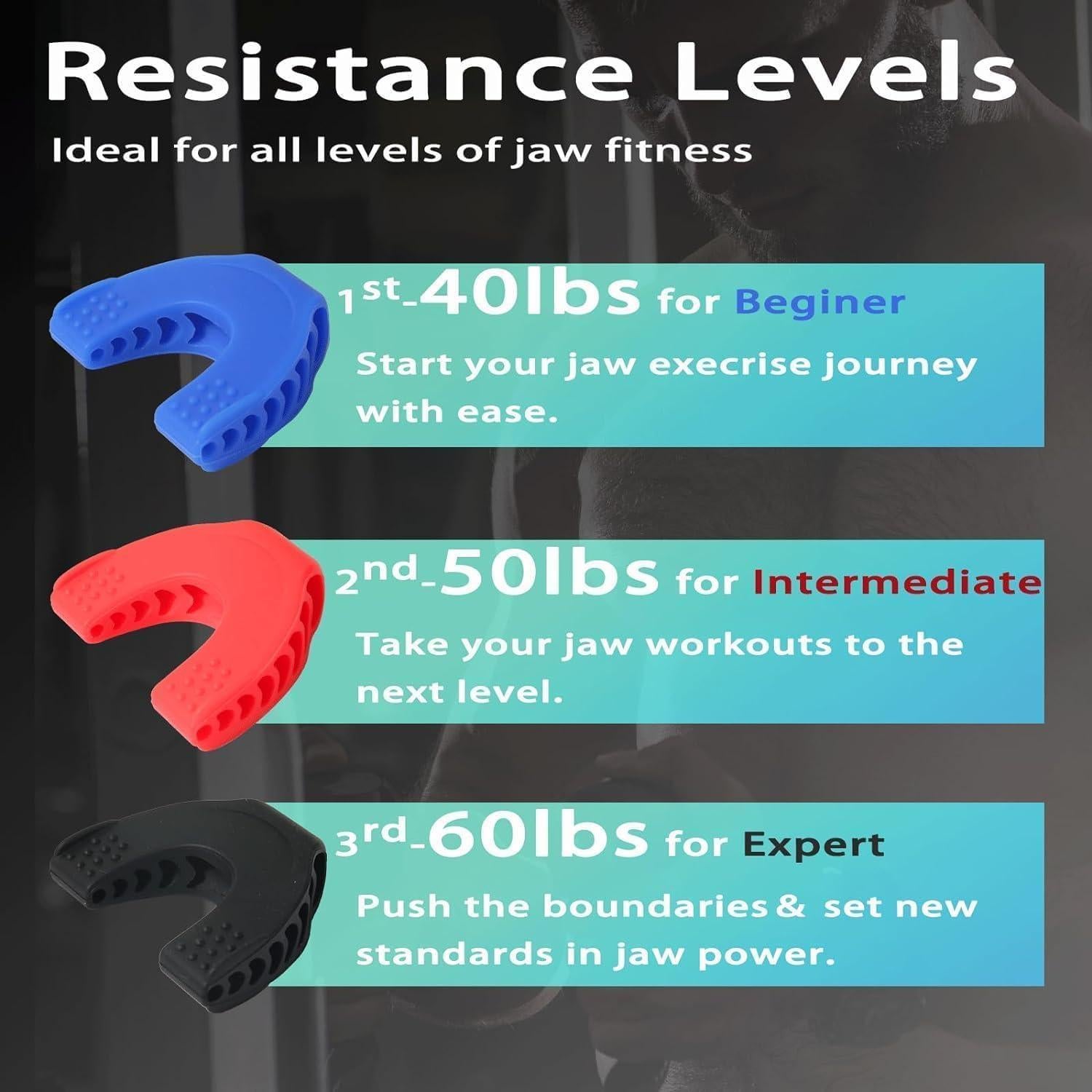 Ejercitador de Mandíbula RAVIAD 3 PCS Silicona Azul Rojo