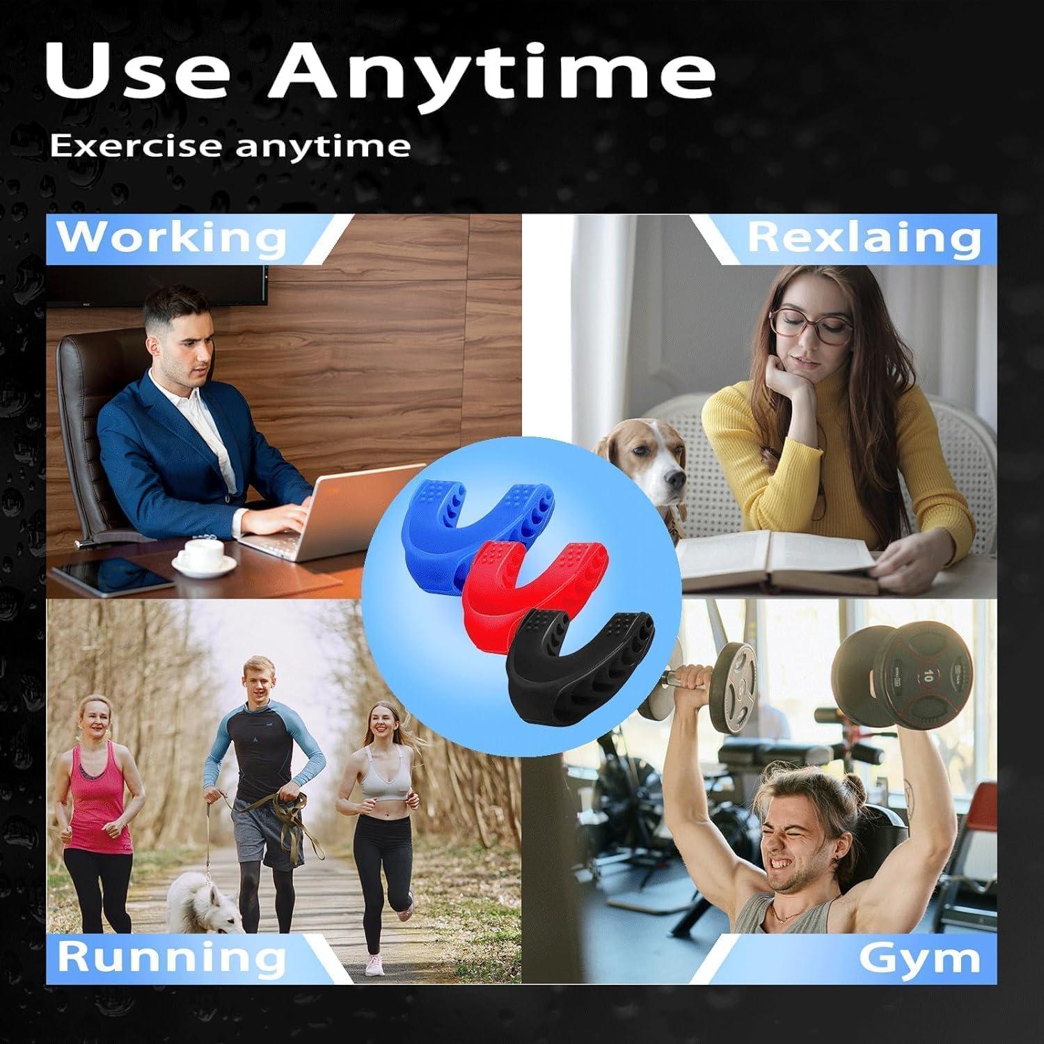 Ejercitador de Mandíbula RAVIAD 3 PCS Silicona Azul Rojo