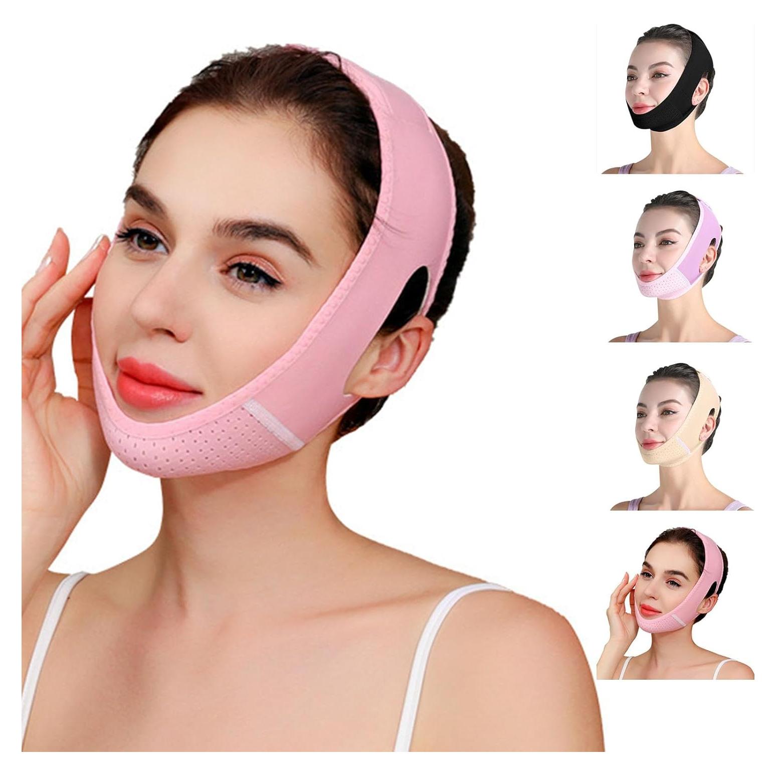 Correa Facial Reutilizable para Dormir Tt01 - Elevación Barbilla Rosa