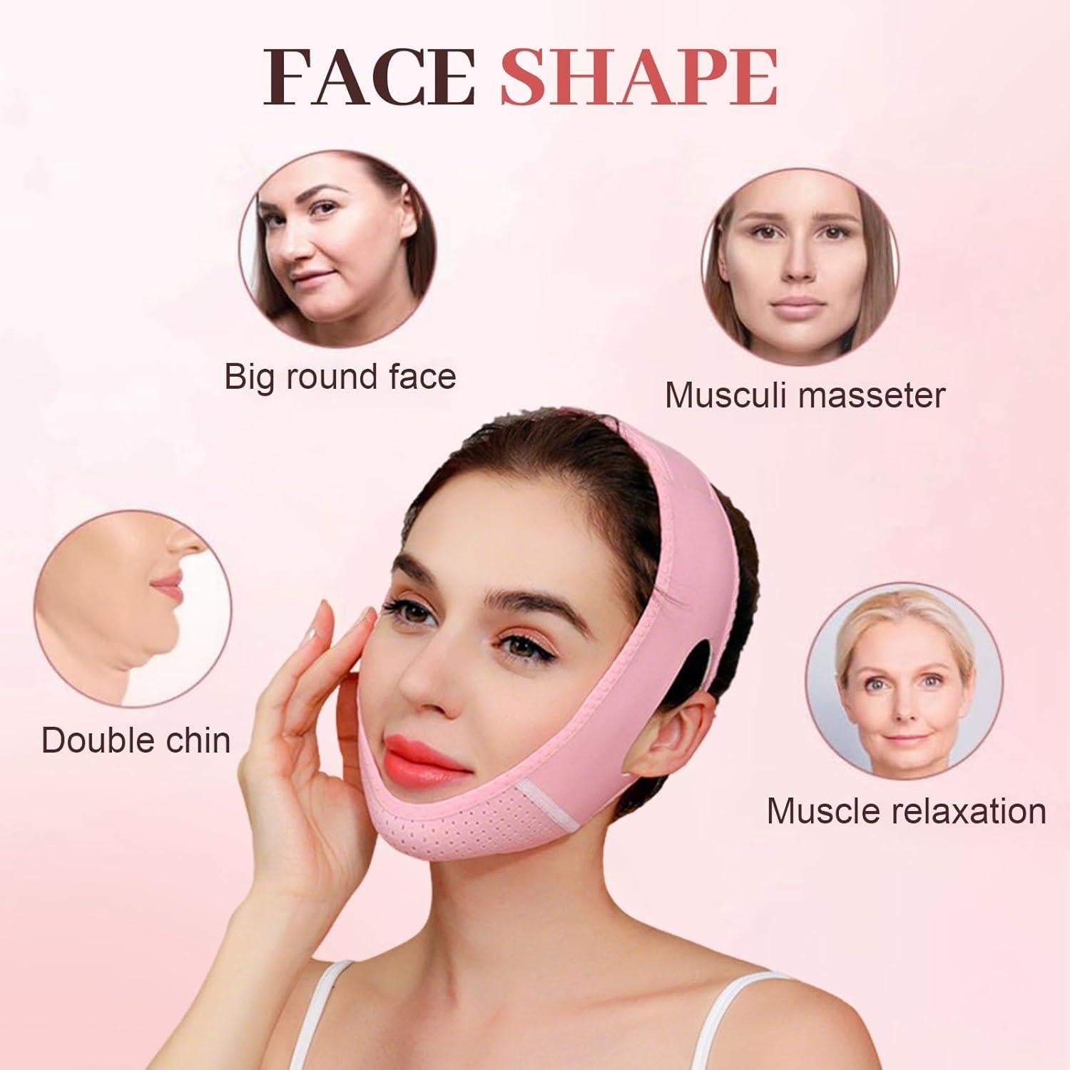 Correa Facial Reutilizable para Dormir Tt01 - Elevación Barbilla Rosa