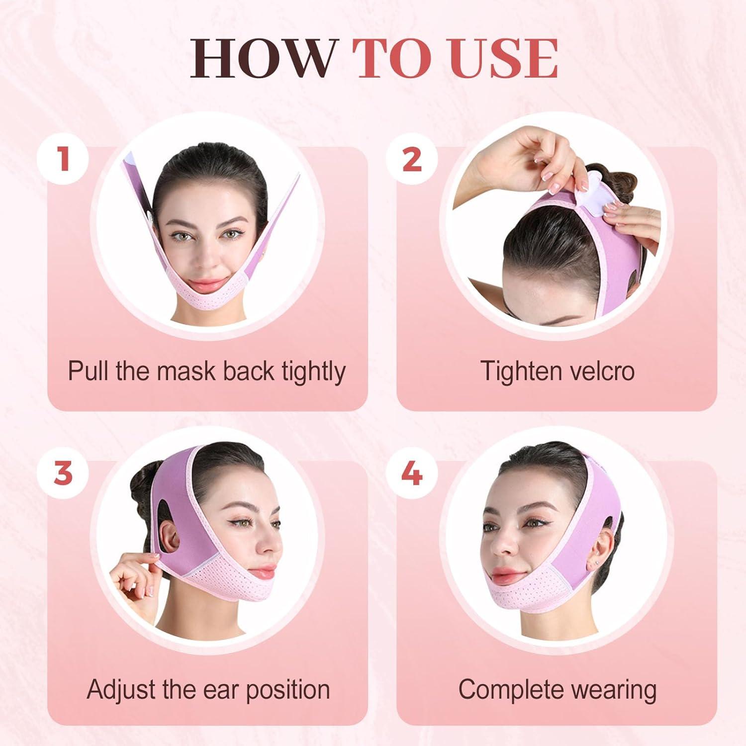 Correa Facial Reutilizable para Dormir Tt01 - Elevación Barbilla Rosa