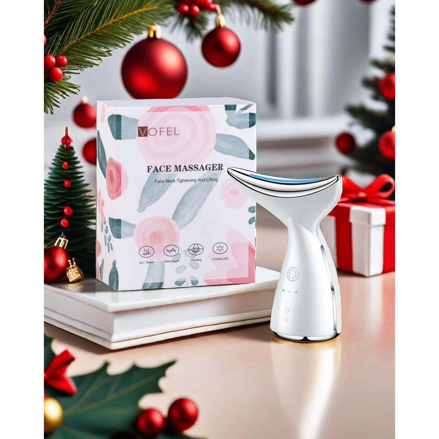 Masajeador Facial y de Cuello VOFEL Blanco con Calor 45°C