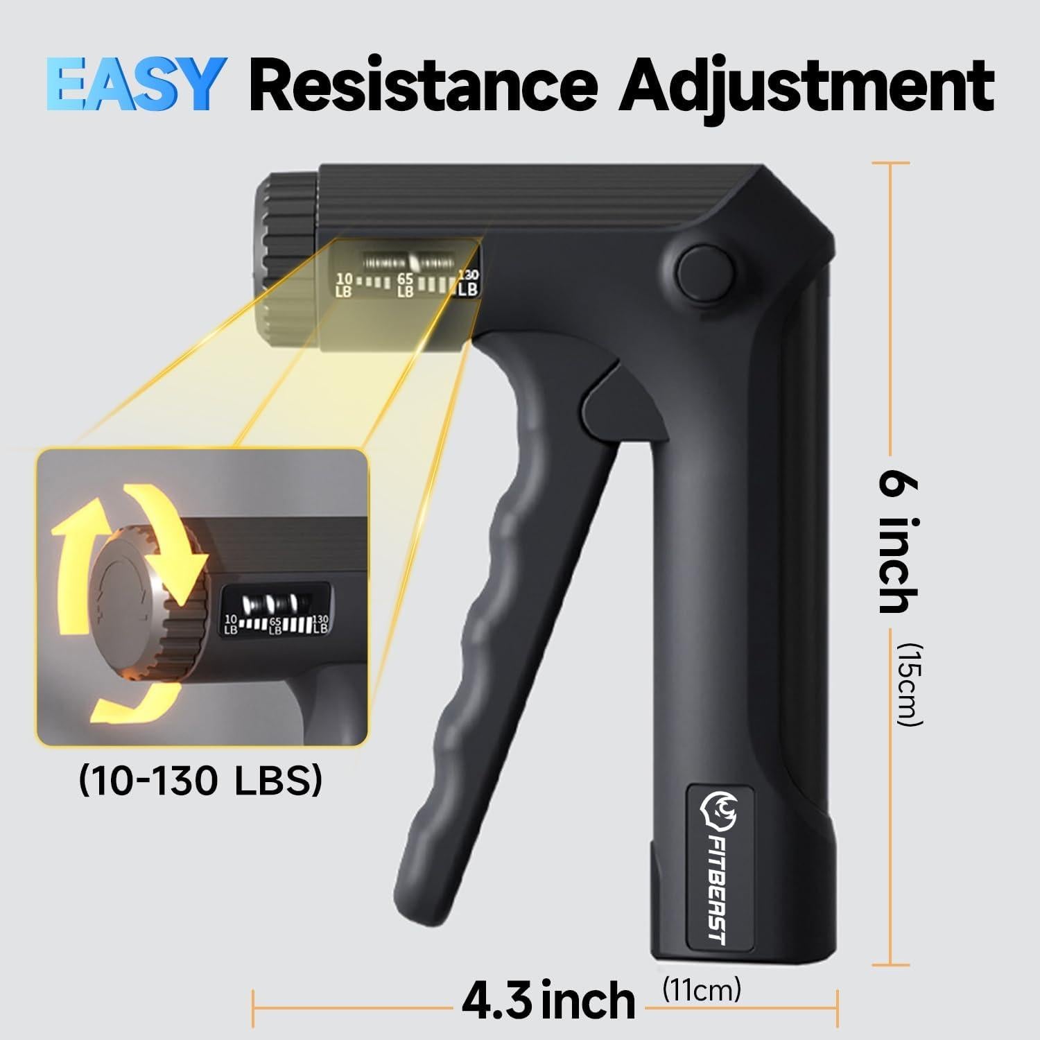 Fortalecedor de Agarre FitBeast Ajustable 10-130 LBS Negro
