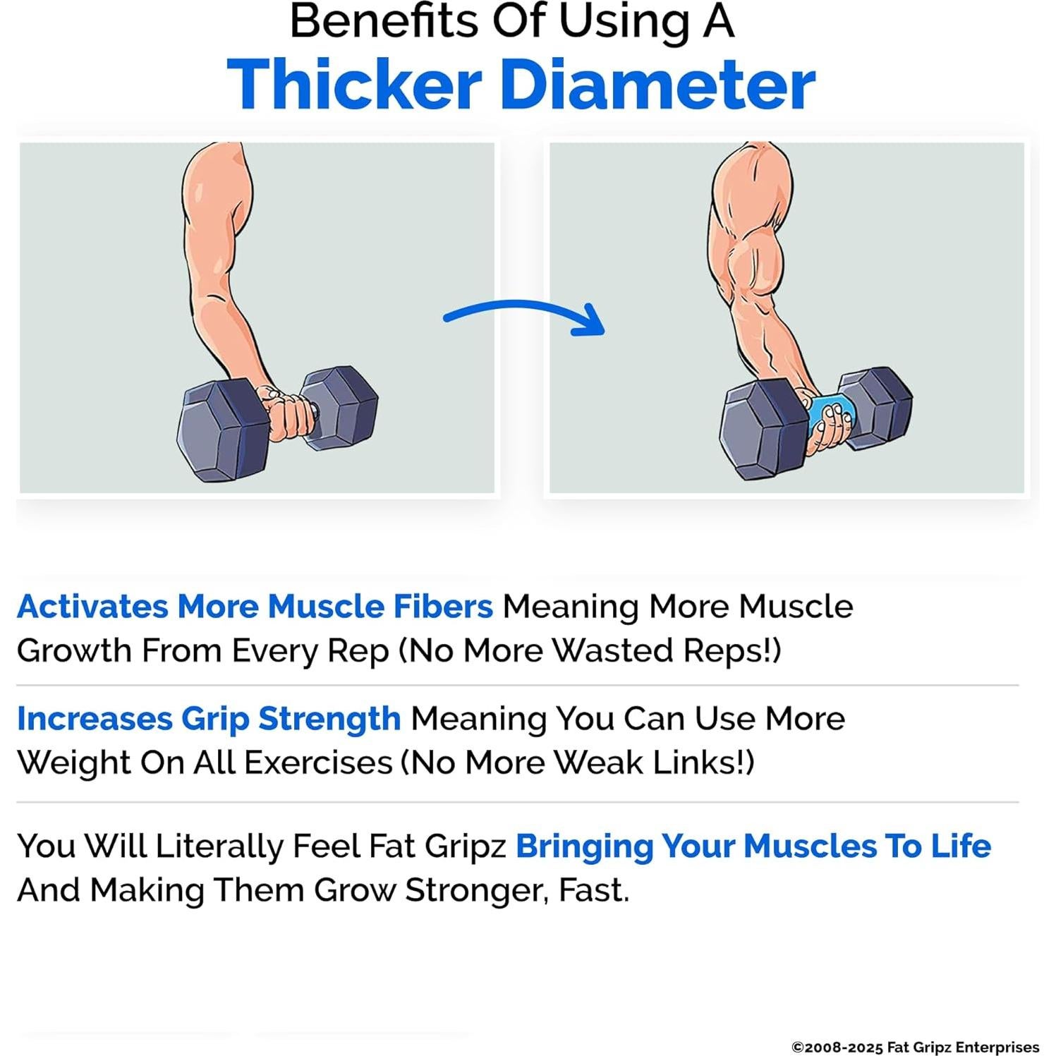 Fat Gripz Pro - Agarre Grueso para Fuerza y Tamaño de Brazos