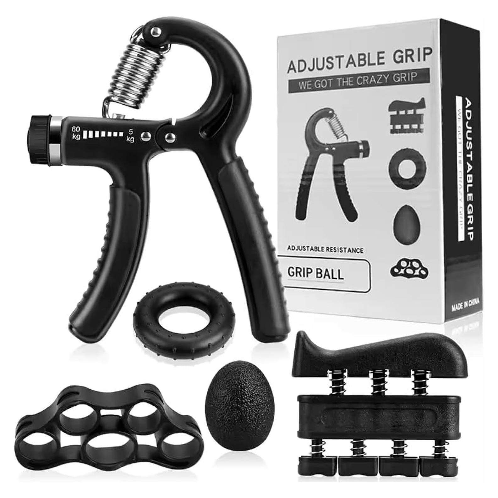 Kit de Ejercicio de Agarre de Mano AZZS 5 Piezas Resistencia Ajustable