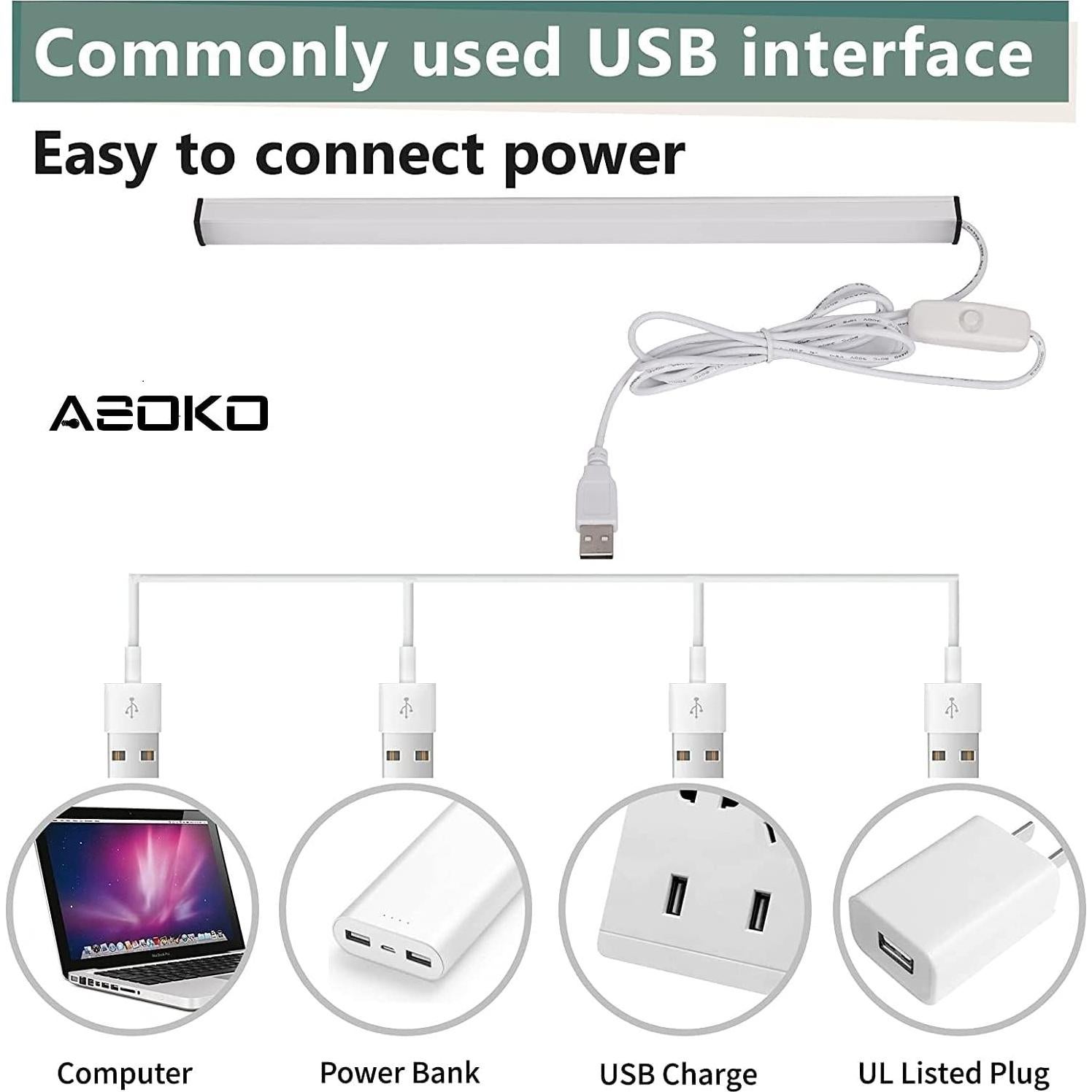 Barra de Luz LED ASOKO 30 cm USB Blanca Fría 6000K