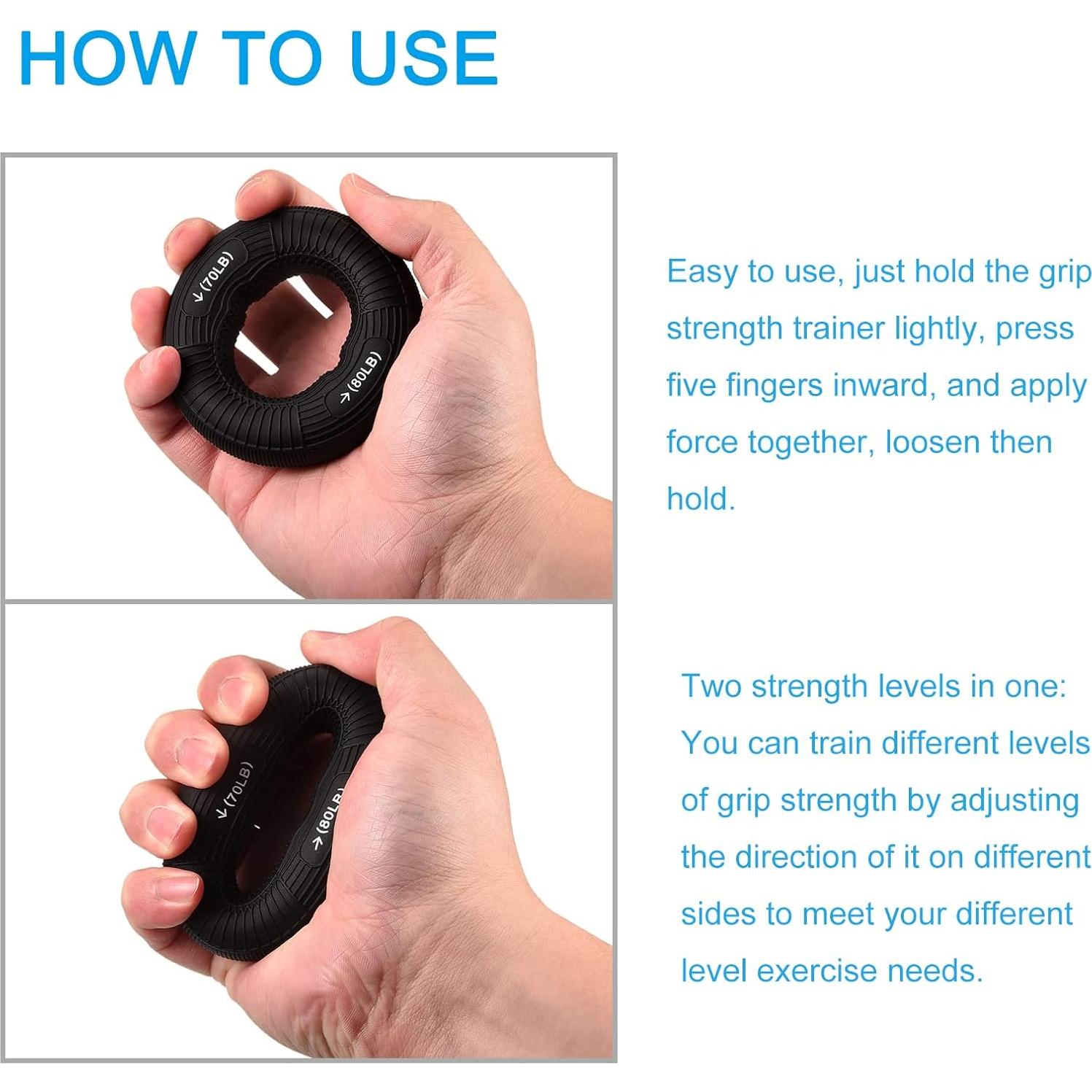 Fortalecedor de Agarre de Mano uxcell Negro 70-80 Lbs 7.8 cm