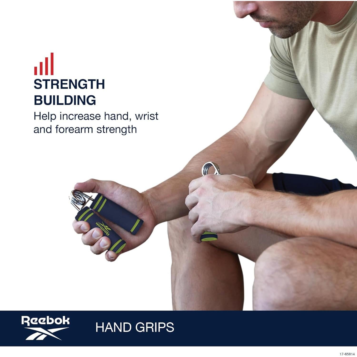 Agarradores de Mano Reebok 2-Pack, Entrenador de Fuerza, Azul/Lima