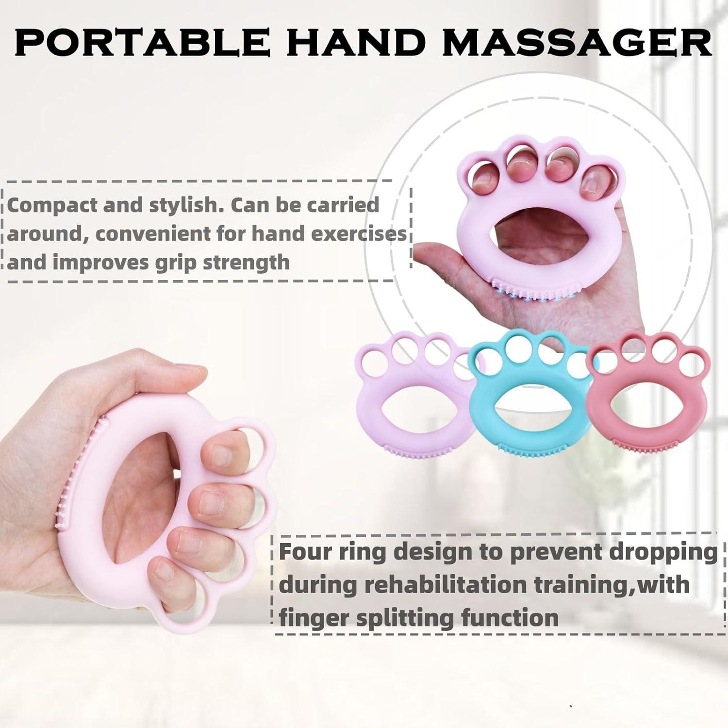 Ejercitador de Dedos DEEYOTA 4 Pcs Rehabilitación Rosa