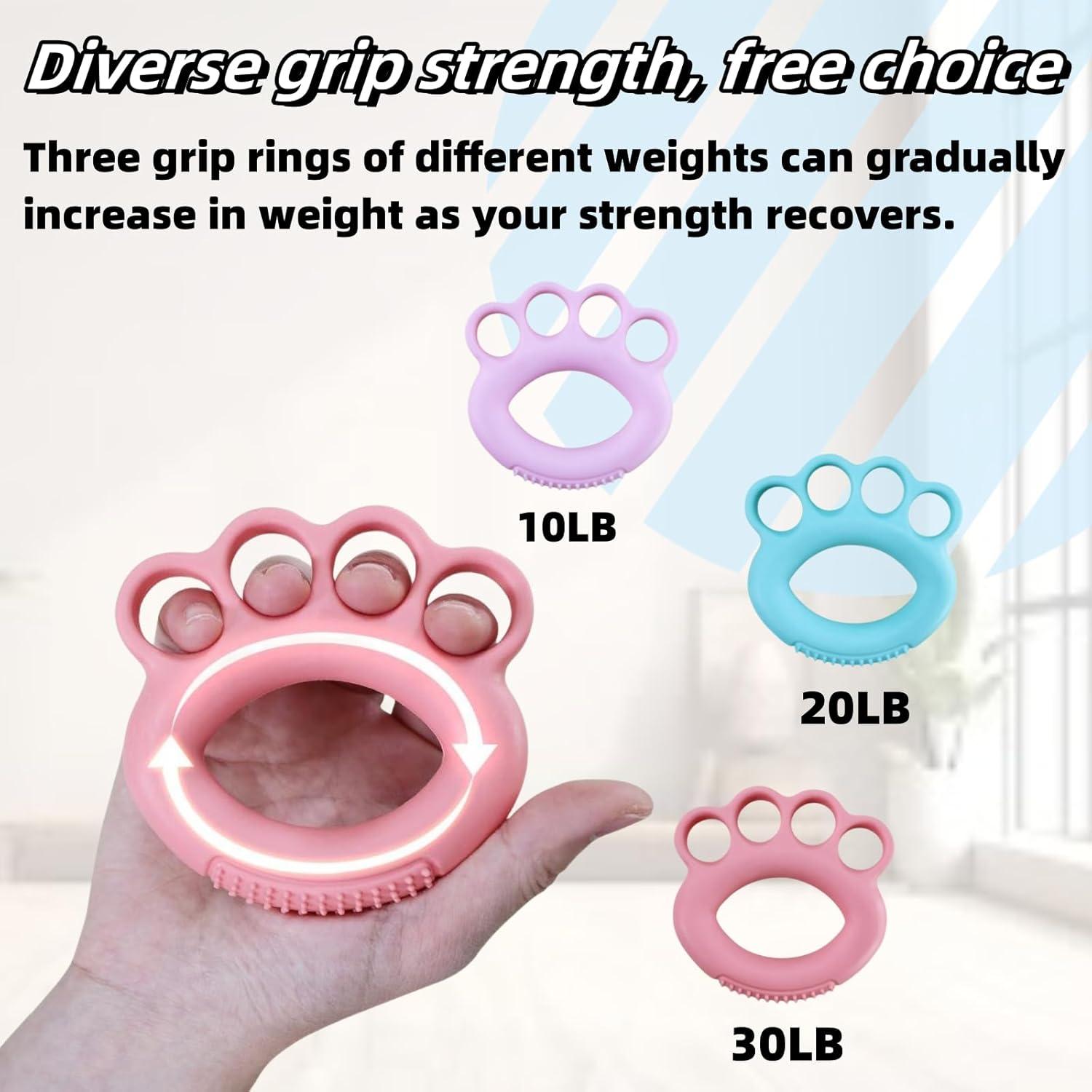 Ejercitador de Dedos DEEYOTA 4 Pcs Rehabilitación Rosa