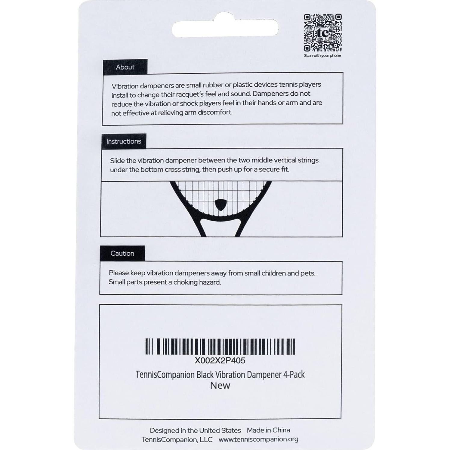 Amortiguador de Vibración para Raqueta TennisCompanion - 4 Piezas