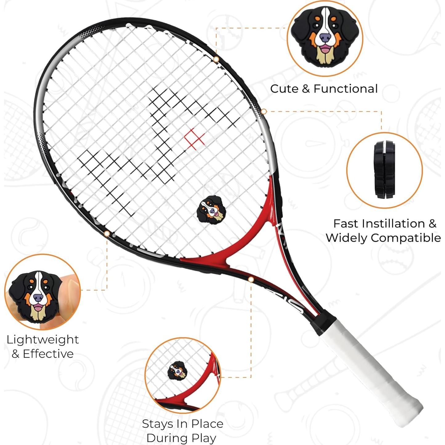 Amortiguadores de Raqueta de Tenis TRESSIS - Perro de Montaña de Berna - Paquete de 2