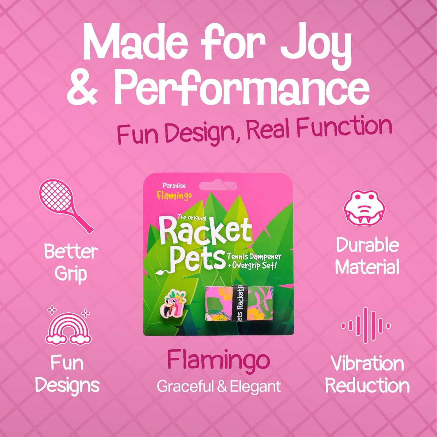 Dampener y Cinta de Agarre Racket Pets Flamingo Tenis