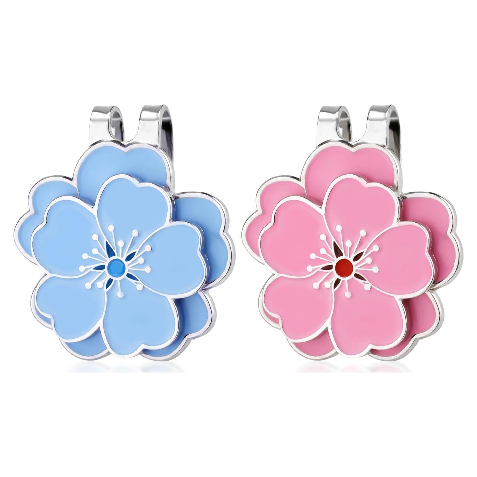 Marcador de bola de golf magnético Gosknor con clip flor - Set 2 piezas