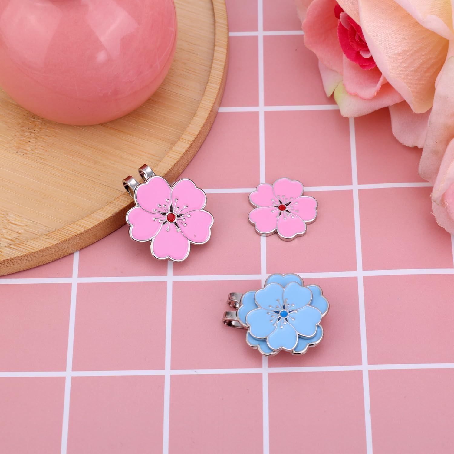 Marcador de bola de golf magnético Gosknor con clip flor - Set 2 piezas