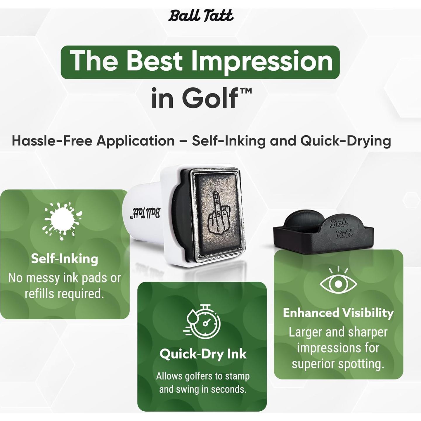 Sello de Pelota de Golf Ball Tatt - Marcador Autoinking Reutilizable