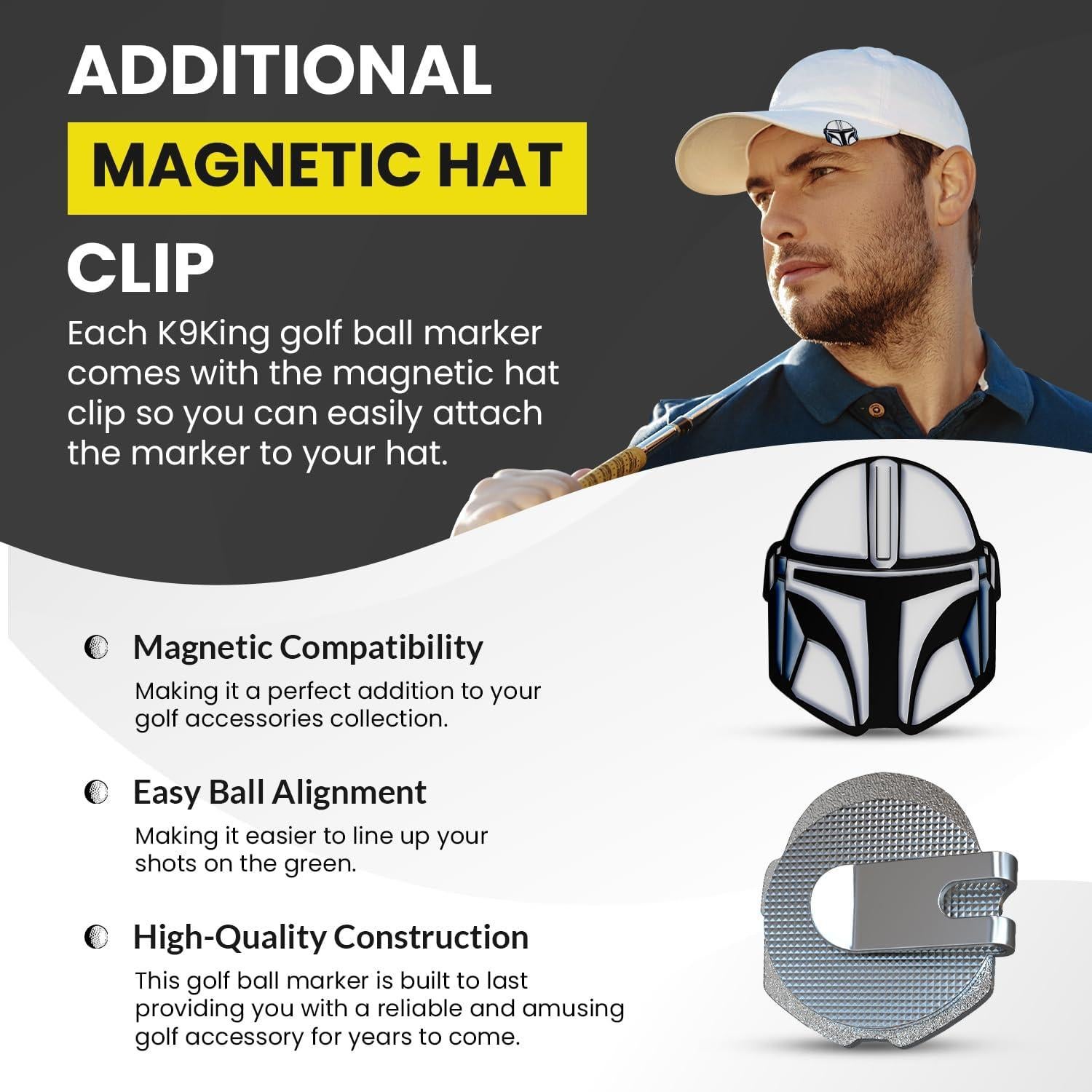 K9King Ultimate Bounty Hunter Golf Ball Marker with Magnetic Hat Clip - 1.25” x 2mm - Elevate Your Game with Premium Enamel Golf Accessories - for Personalizing Your Golf Game | Unique Golfing Gifts