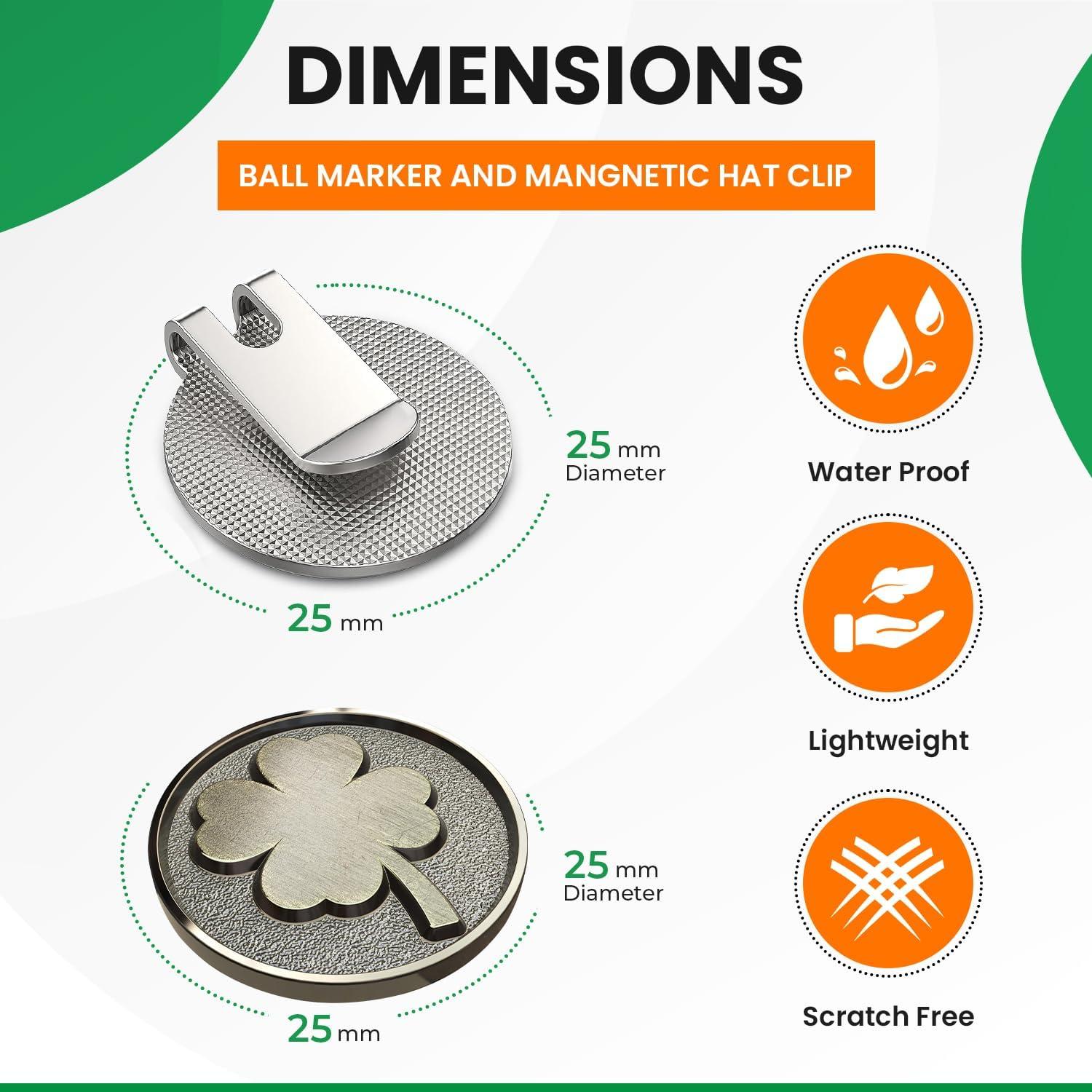 Marcador de Pelota de Golf K9King con Clip Magnético 4 Hojas